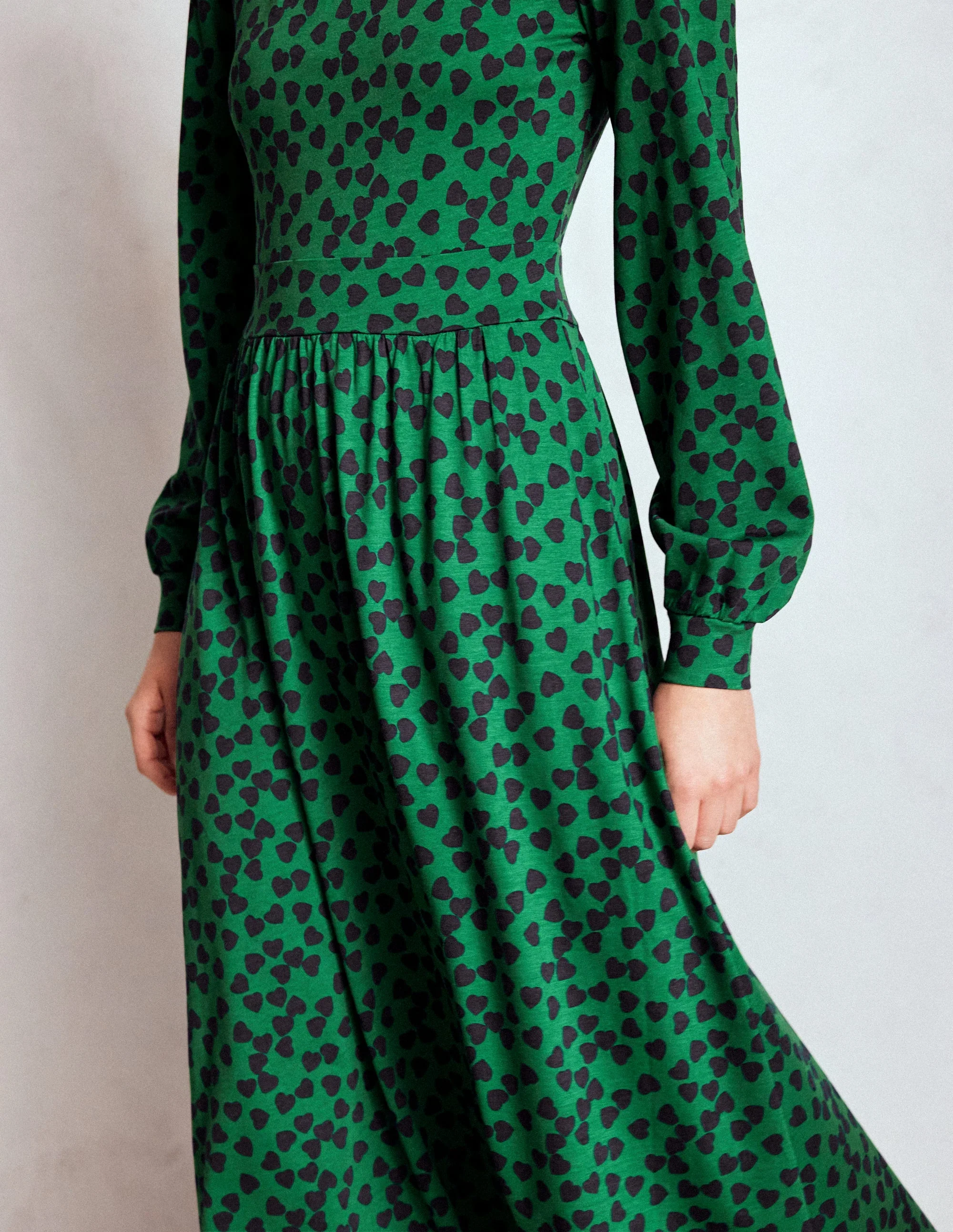 Alexandra Jersey Midi Dress-French Navy, Heart Cascade - Image 2