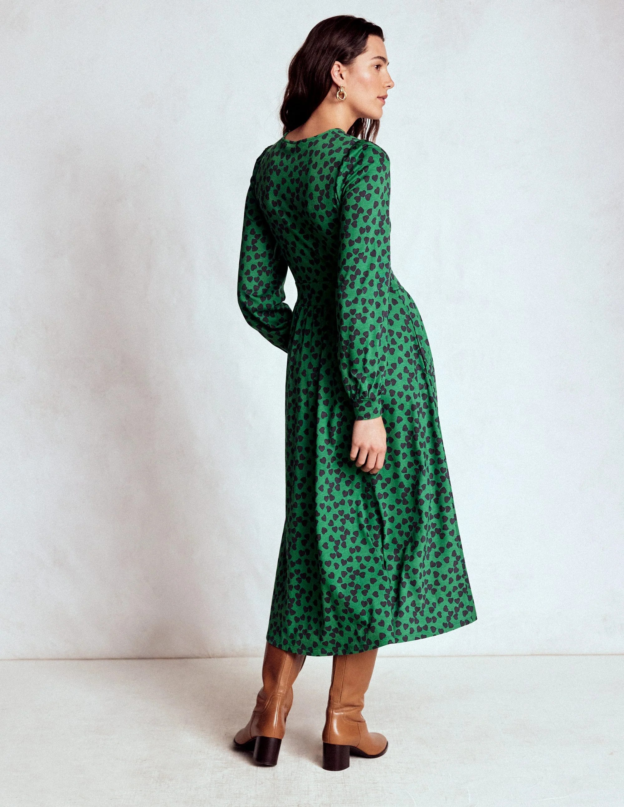Alexandra Jersey Midi Dress-French Navy, Heart Cascade - Image 3