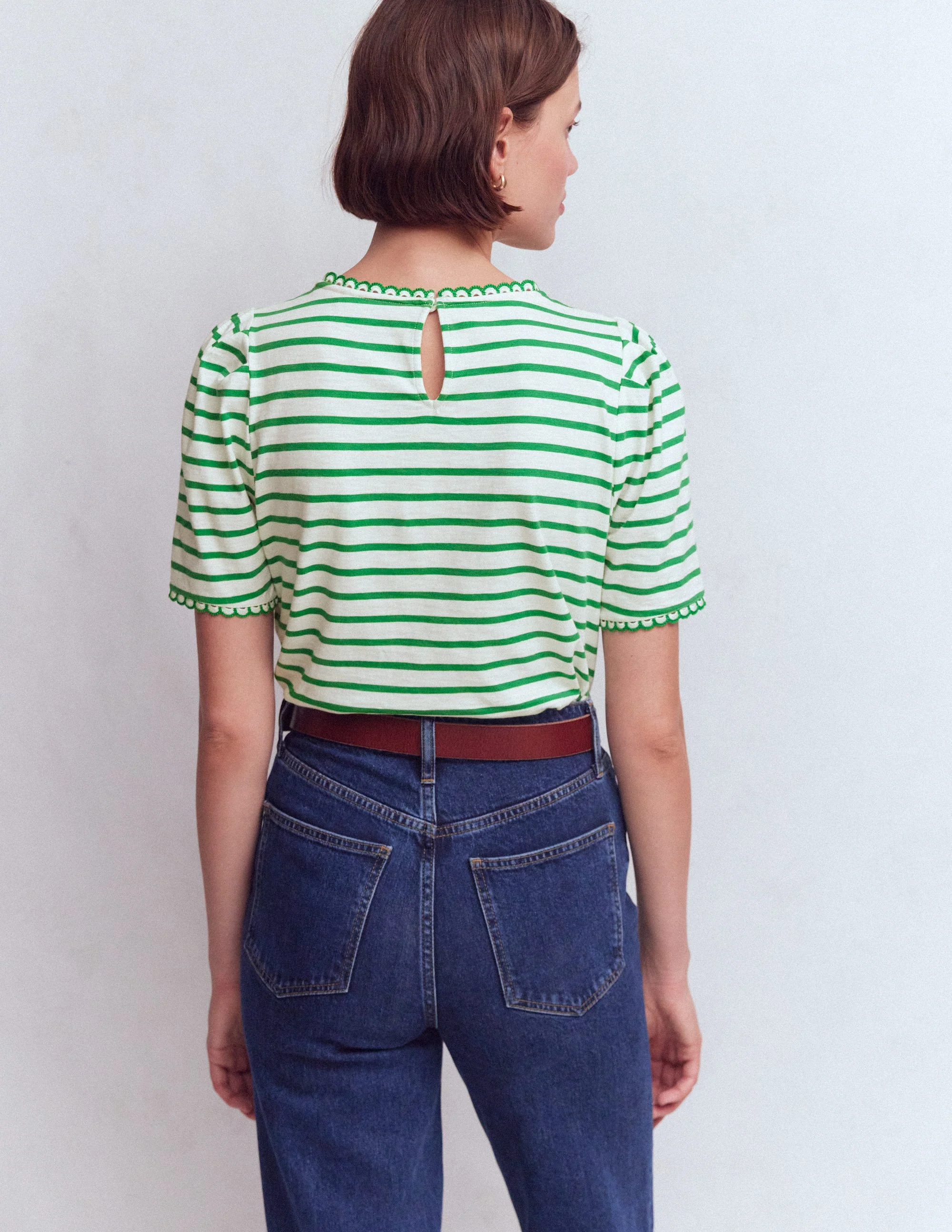 Ali Scallop T-Shirt-Ivory and Amazon Stripe - Image 3