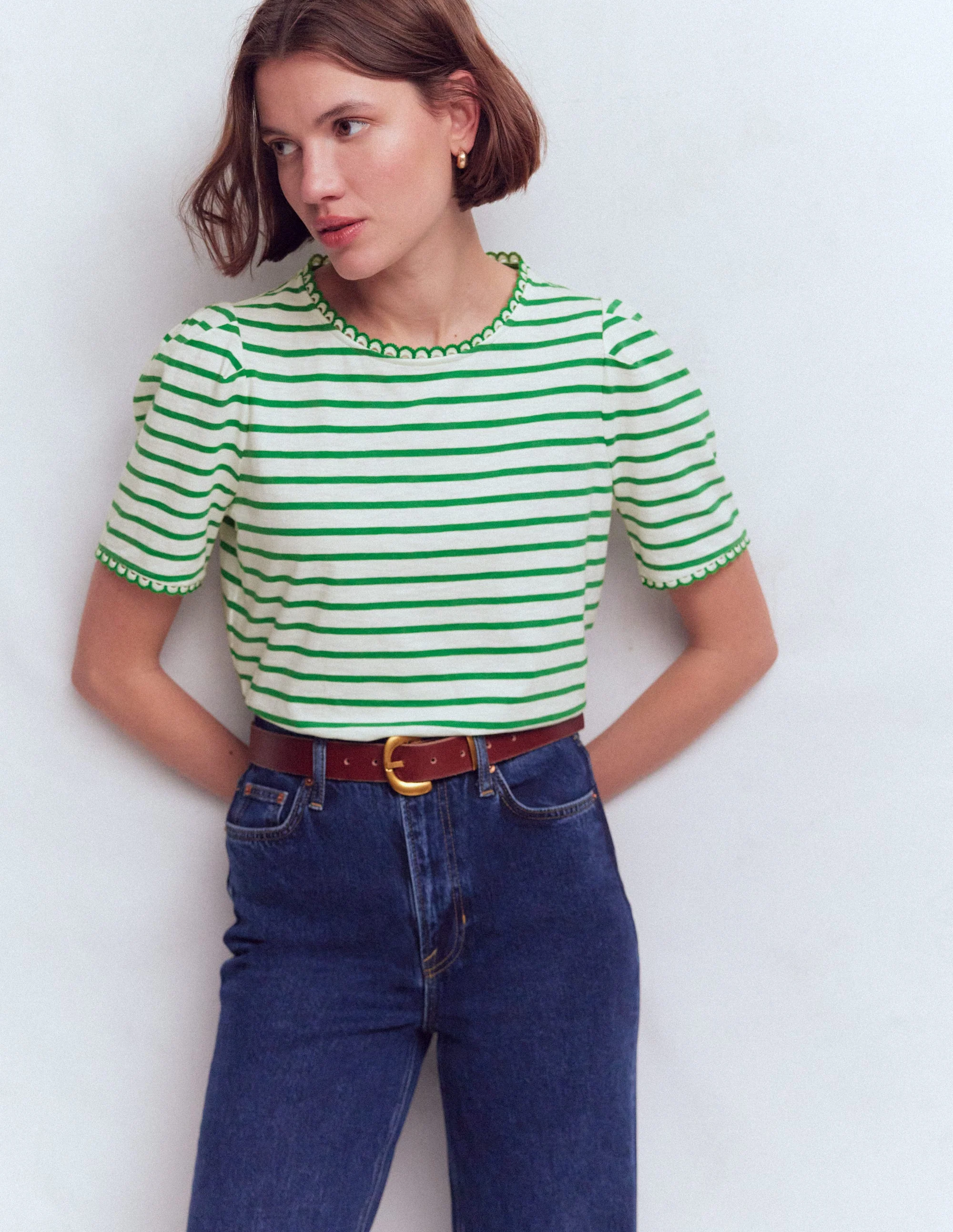 Ali Scallop T-Shirt-Ivory and Amazon Stripe - Image 4