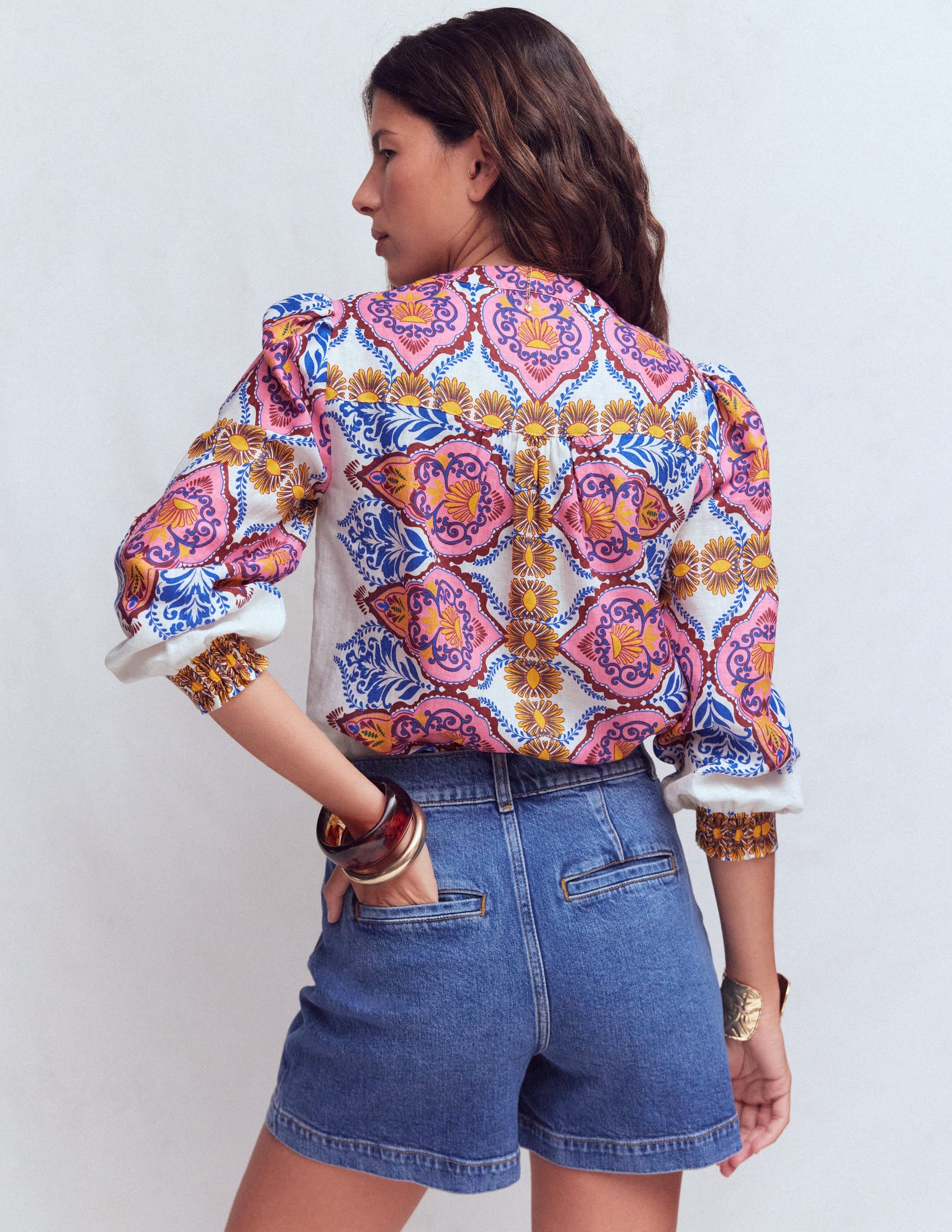 Alicia Linen Top-Multi, Ornamental Garden - Image 3