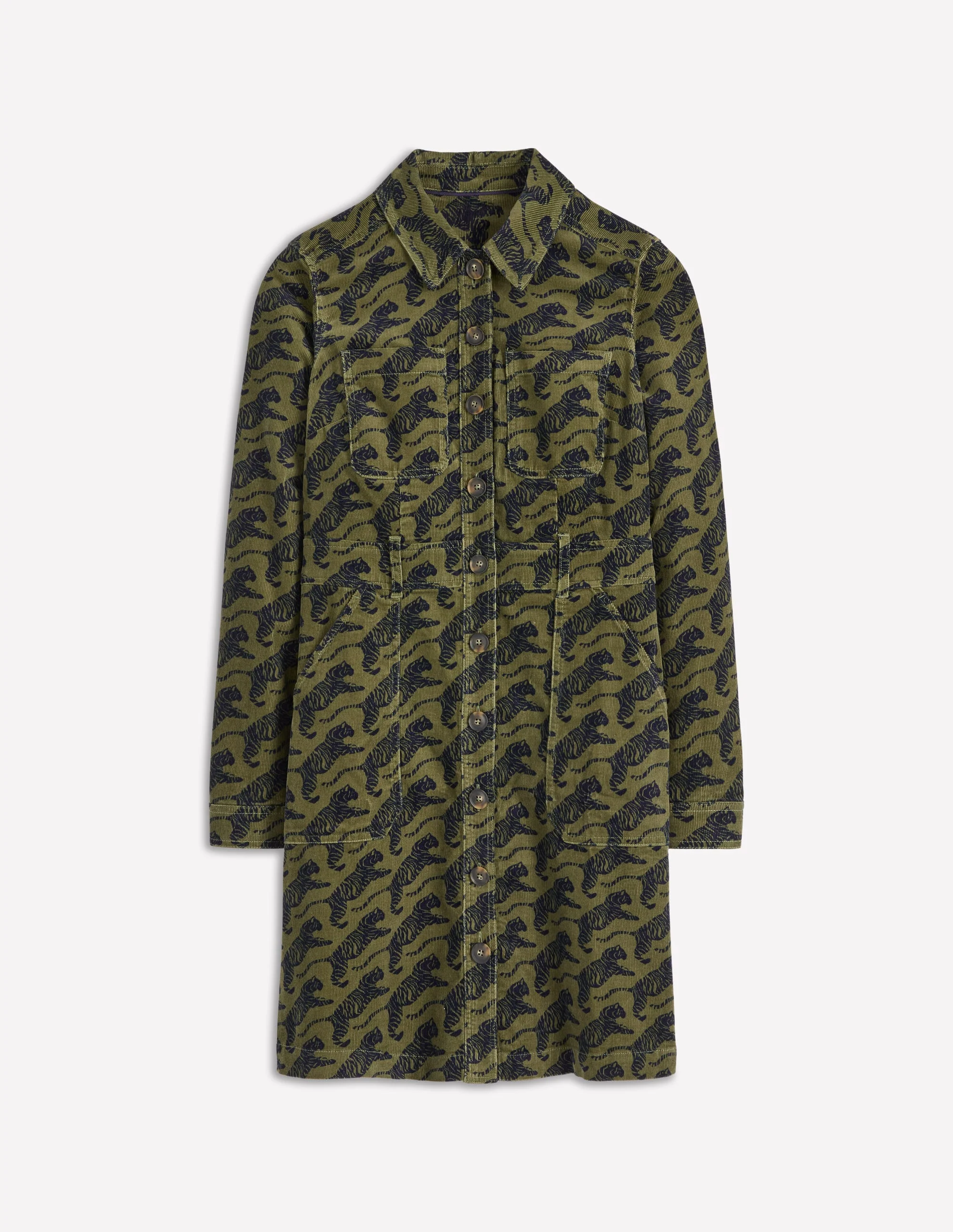 Amanda Cord Short Dress-Woodland Green, Leaping Tiger - Image 5
