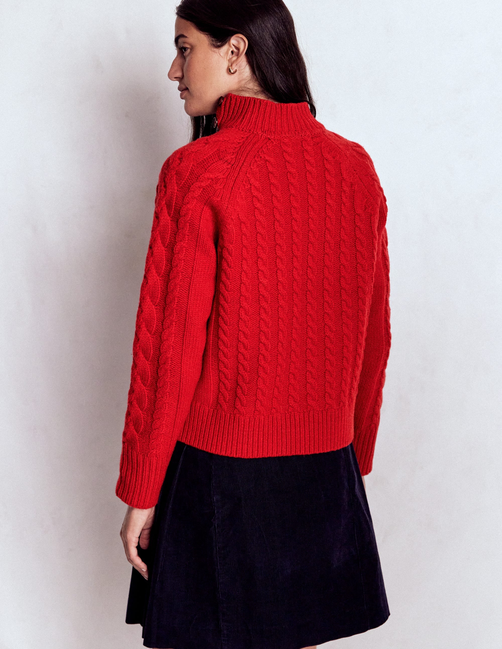 Amara Merino Cable Jumper-Carmine Red - Image 3