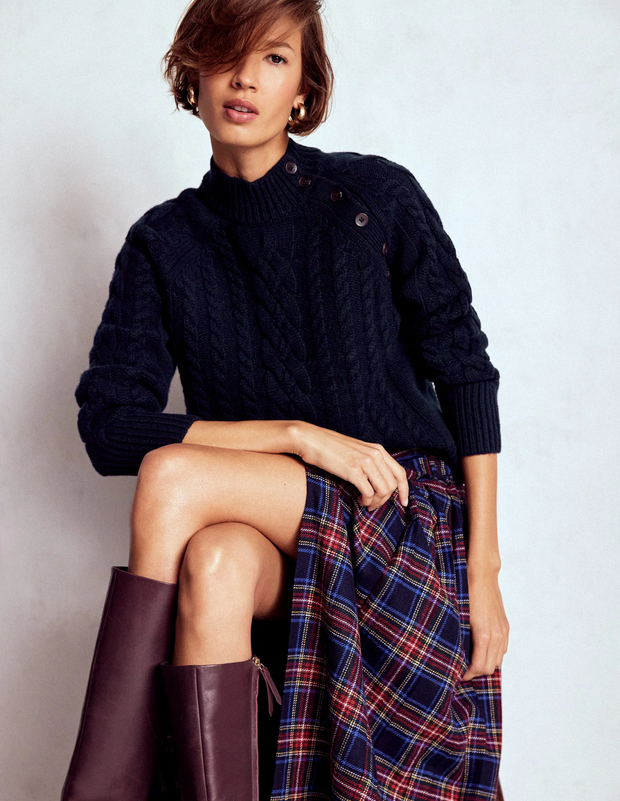Amara Merino Cable Jumper-Navy