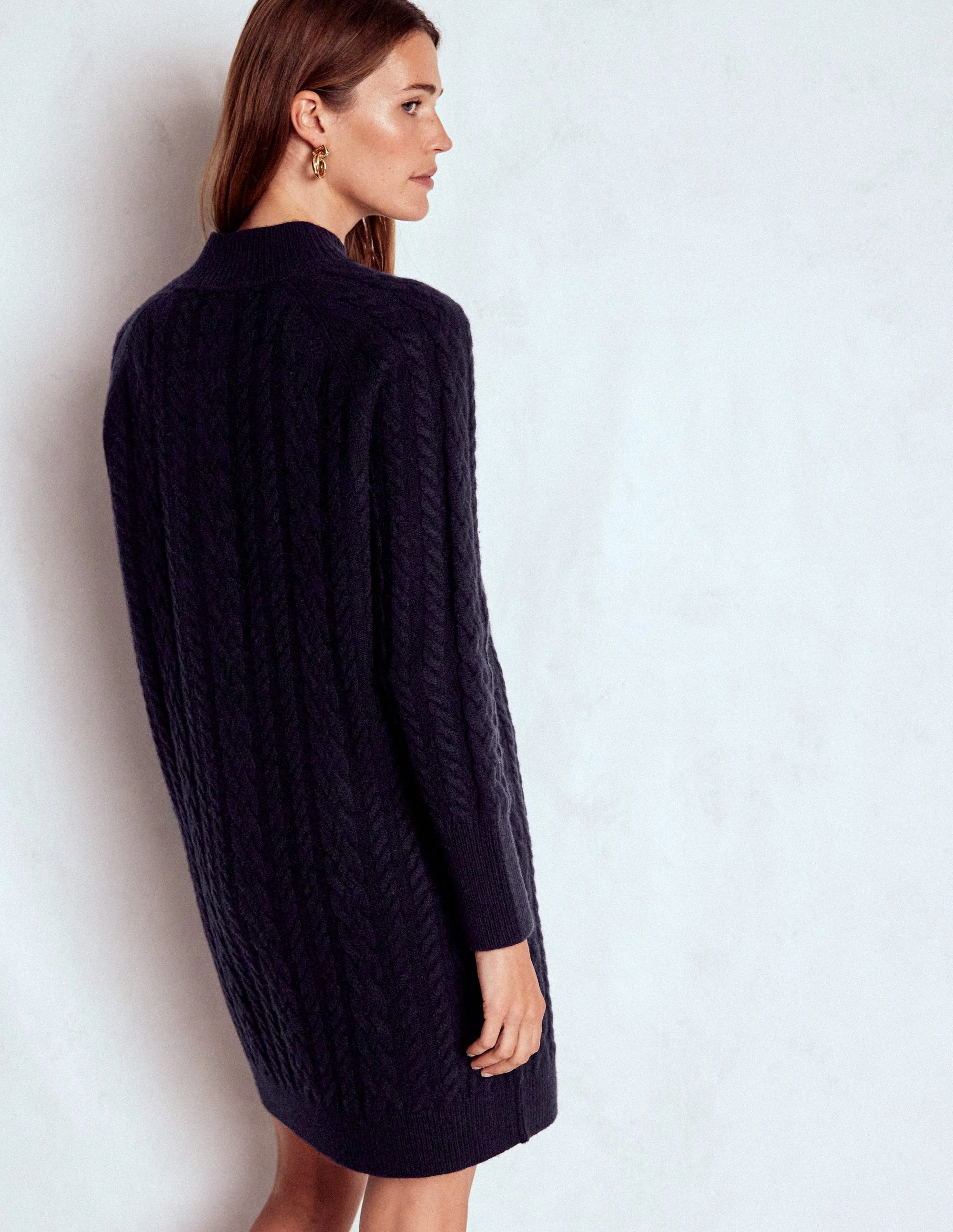 Amara Short Cable Dress-Navy - Image 3