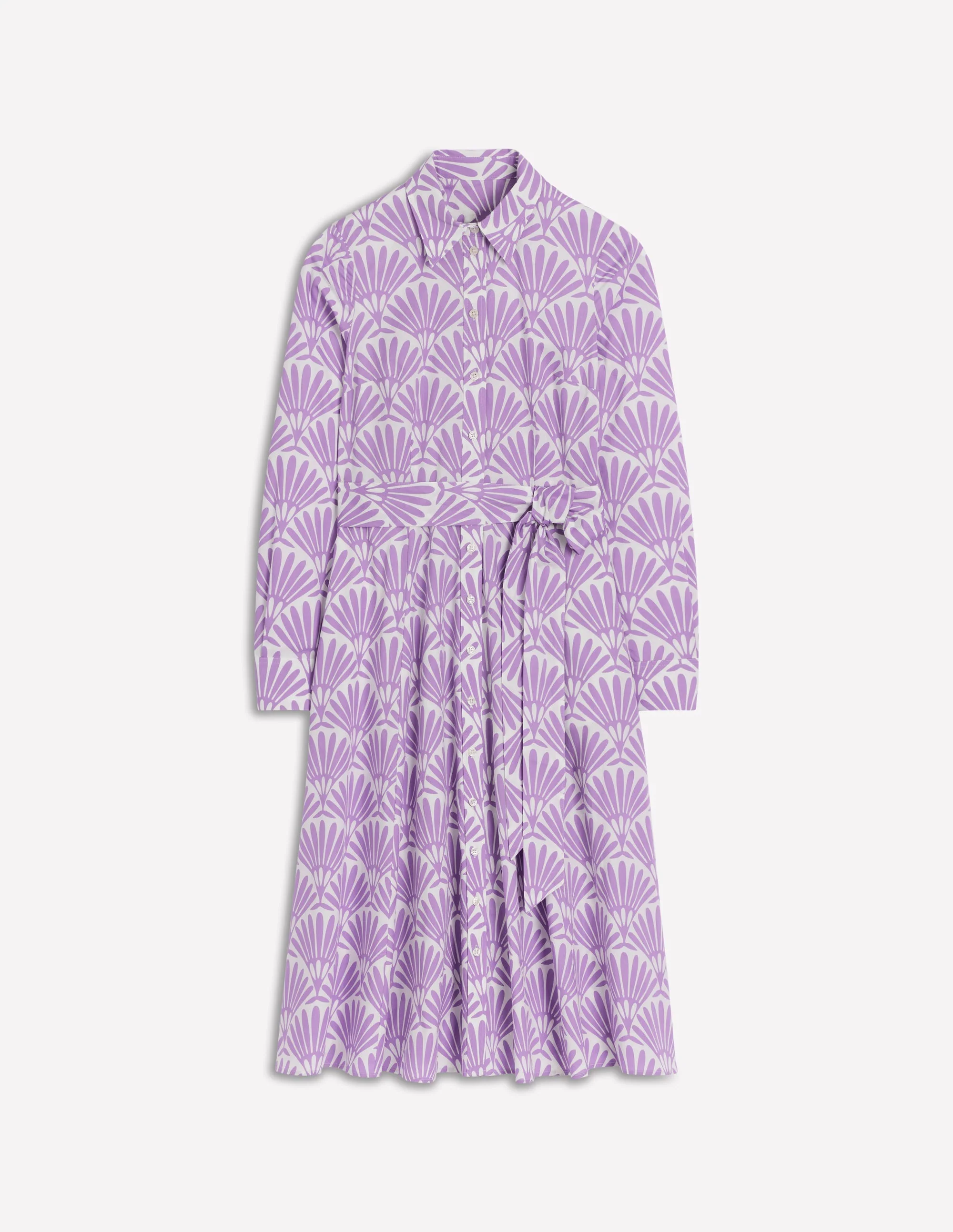 Amy Cotton Midi Shirt Dress-Pretty Violet, Deco Palm - Image 5