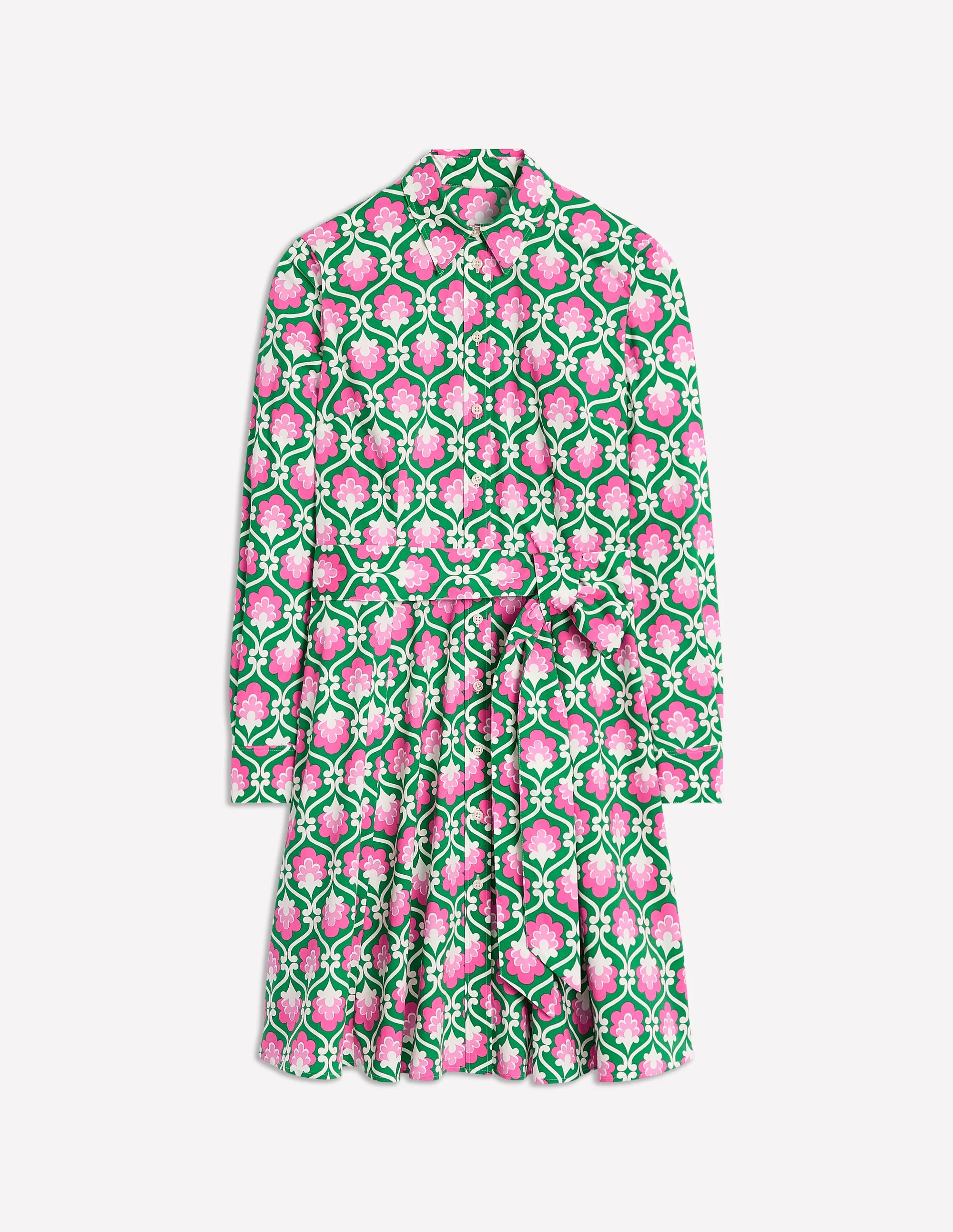 Amy Cotton Short Shirt Dress-Rich Emerald, Ivy Trellis - Image 5