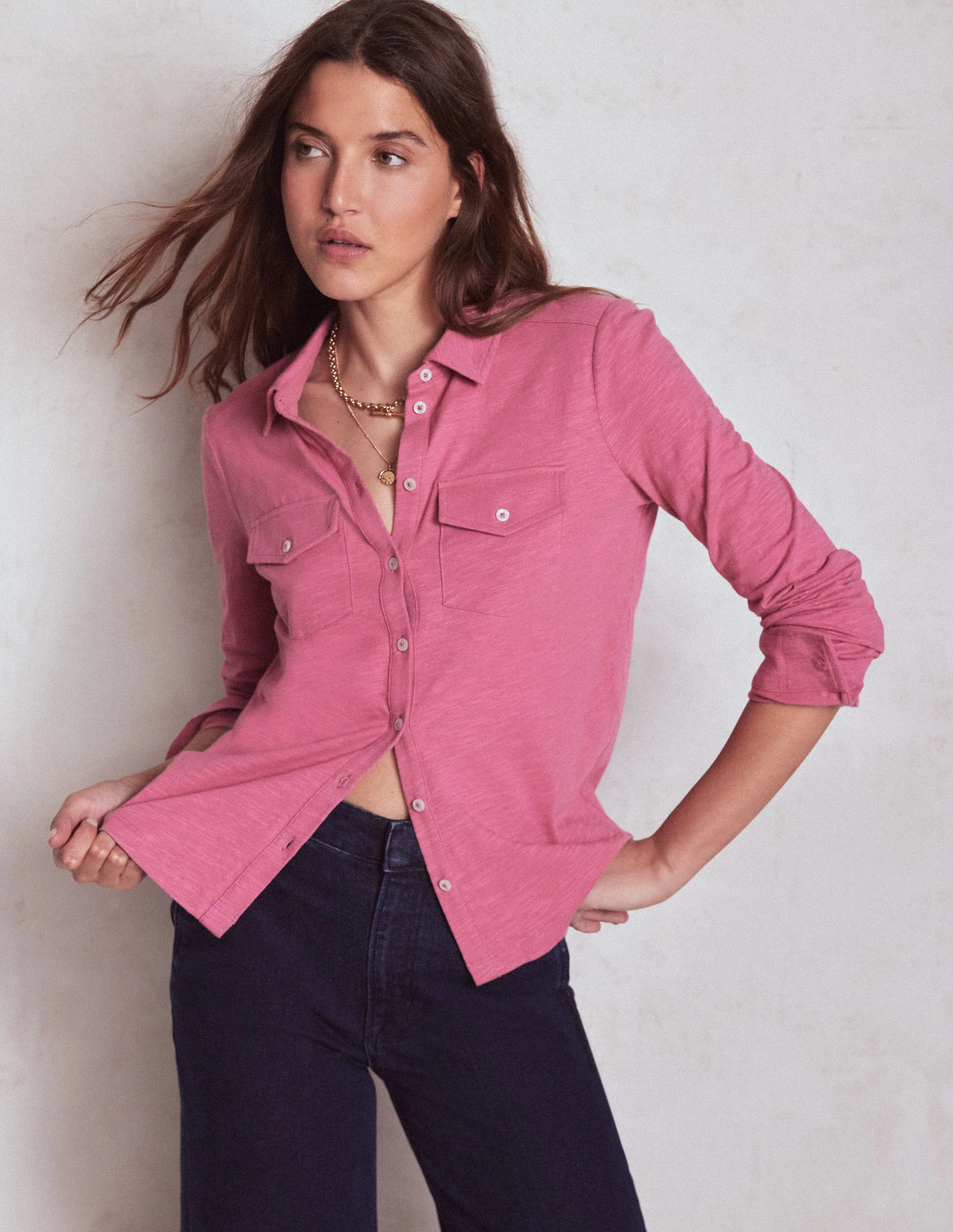 Amy Jersey Shirt-Pink Heather