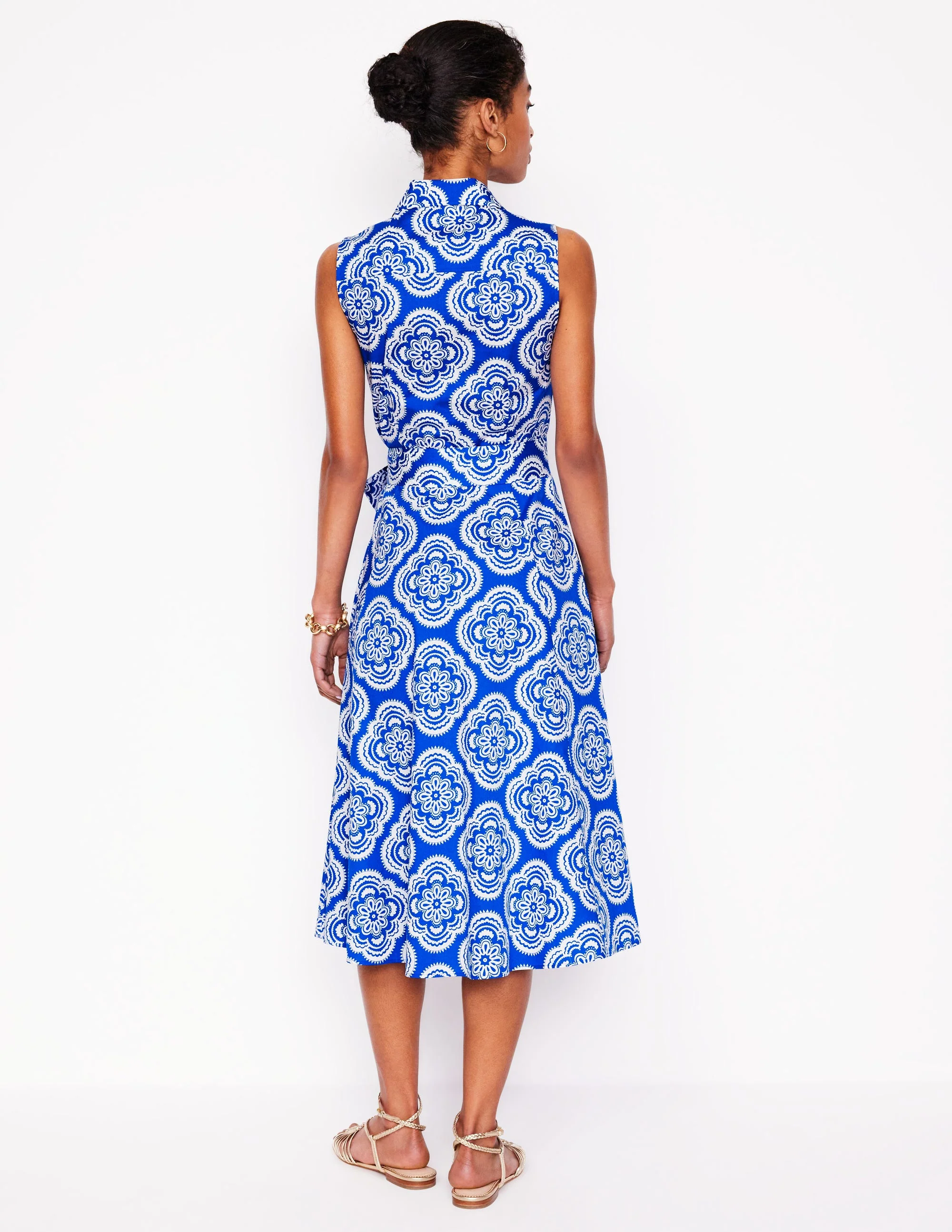 Amy Sleeveless Shirt Dress-Gallery Blue, Botanic Blush - Image 3
