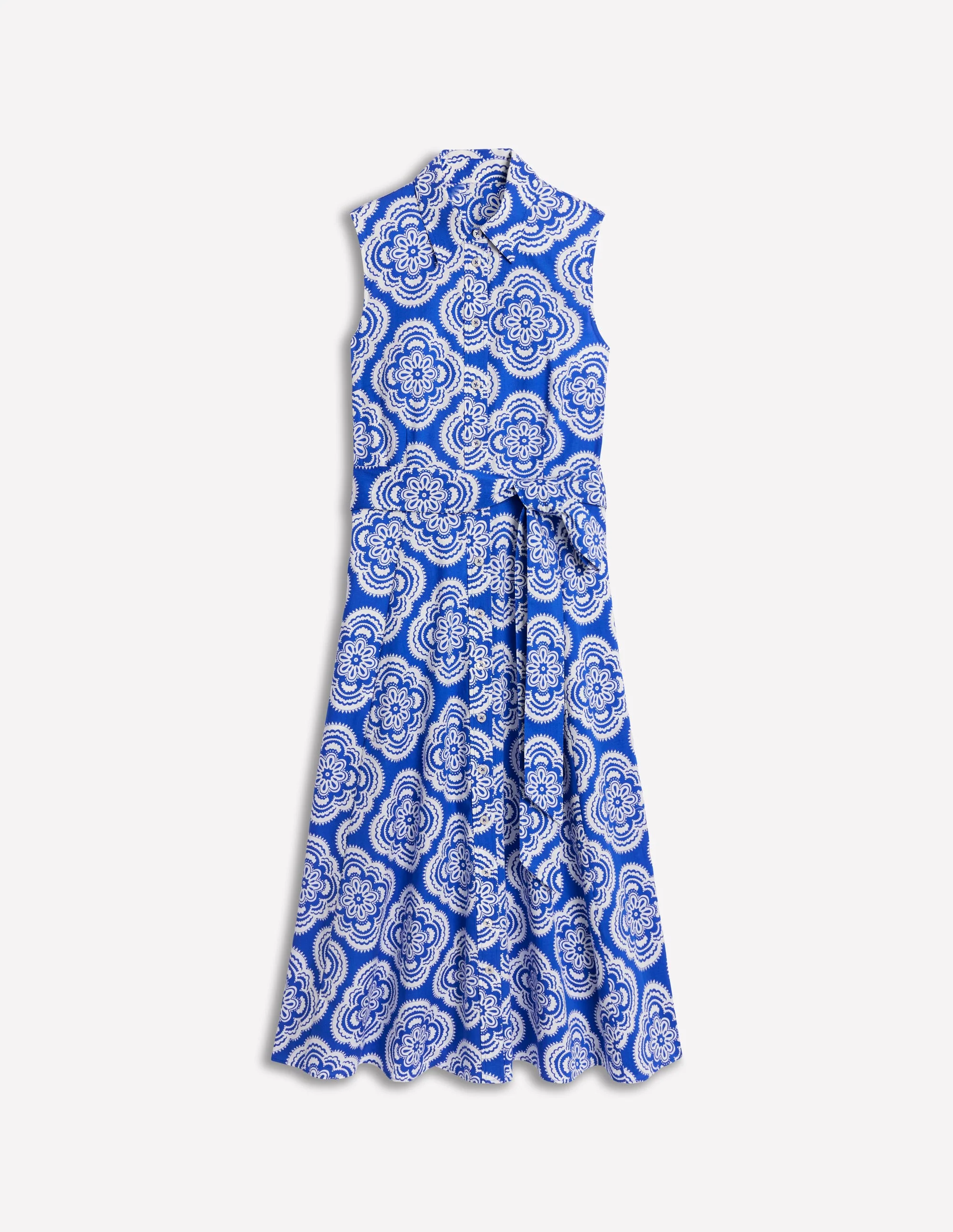 Amy Sleeveless Shirt Dress-Gallery Blue, Botanic Blush - Image 5