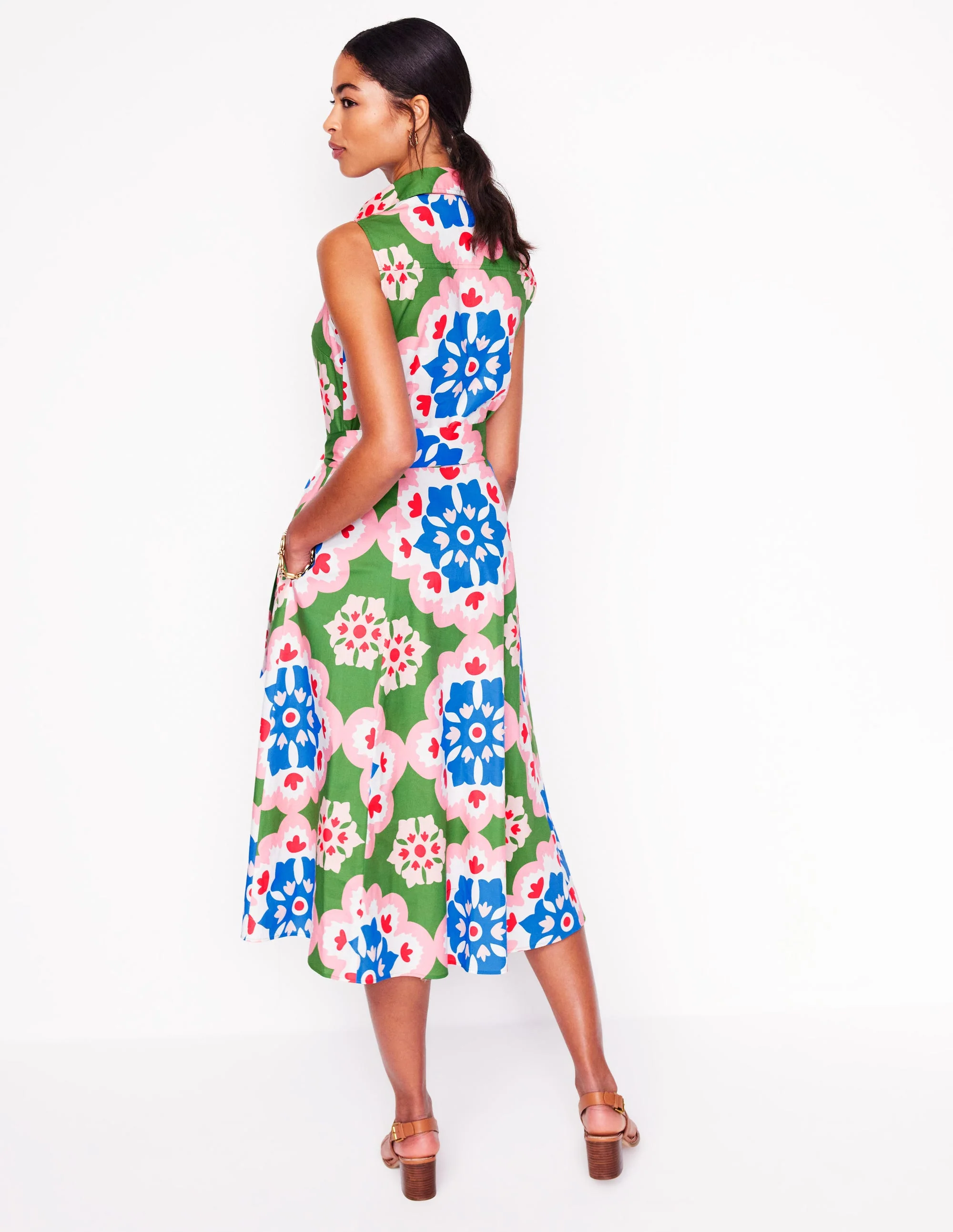 Amy Sleeveless Shirt Dress-Multi, Bloom Geo - Image 3