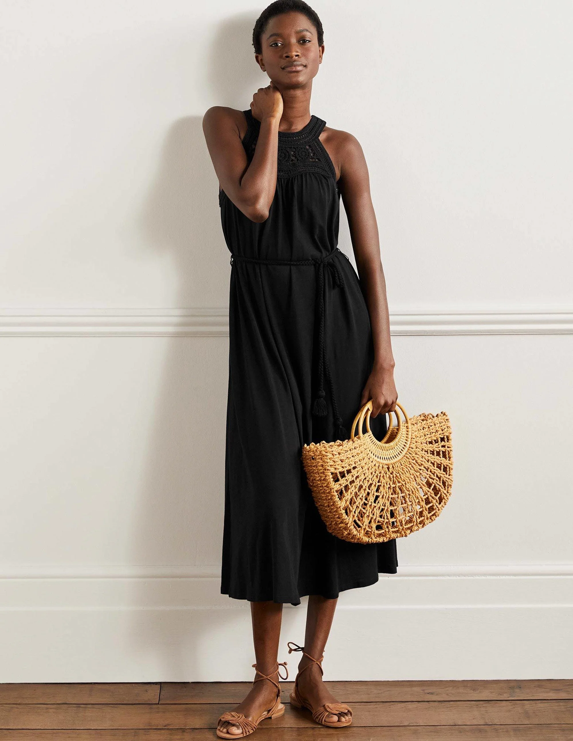 Anais Jersey Midi Dress-Black - Image 6