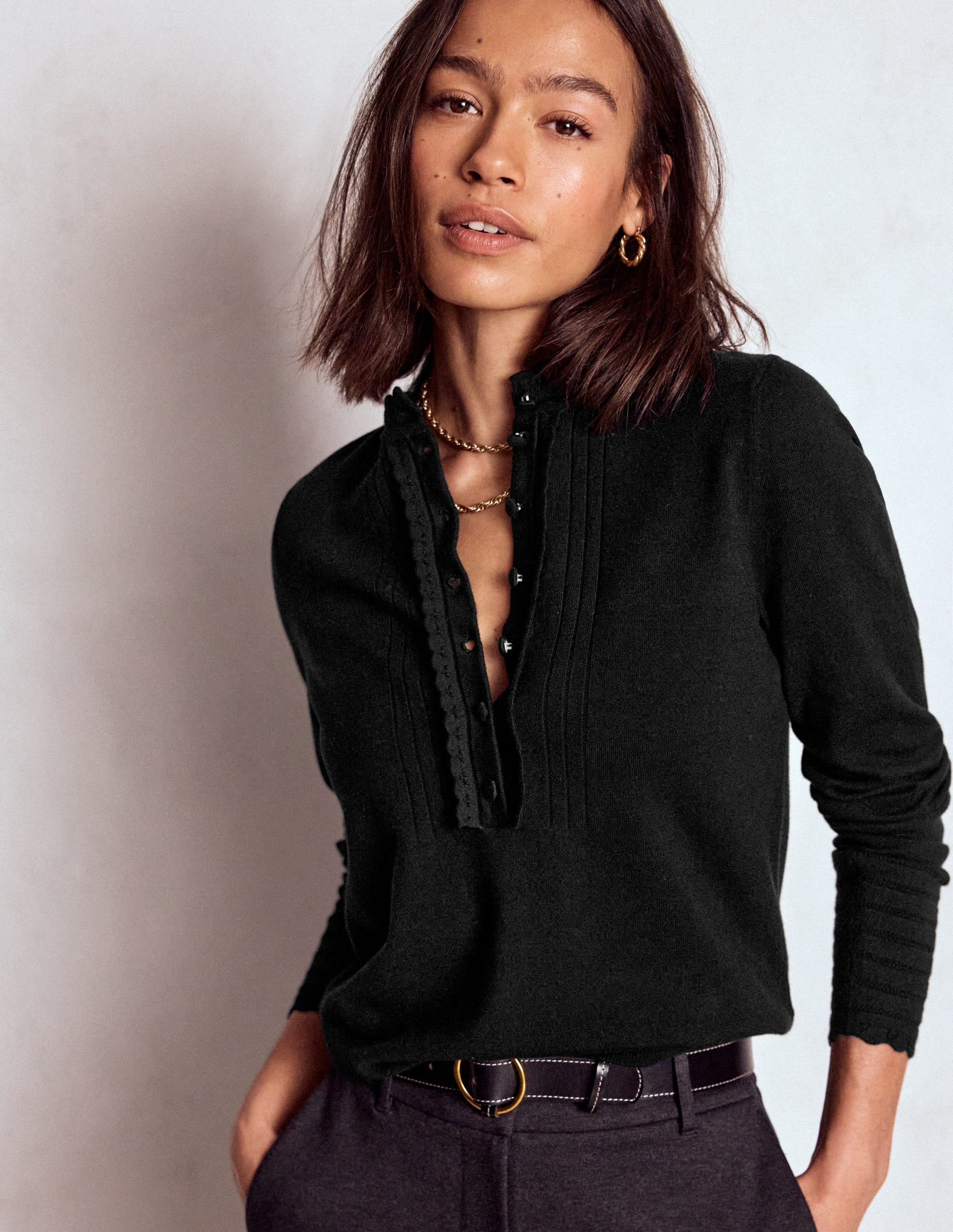 Angela Cotton Scallop Jumper-Black - Image 5