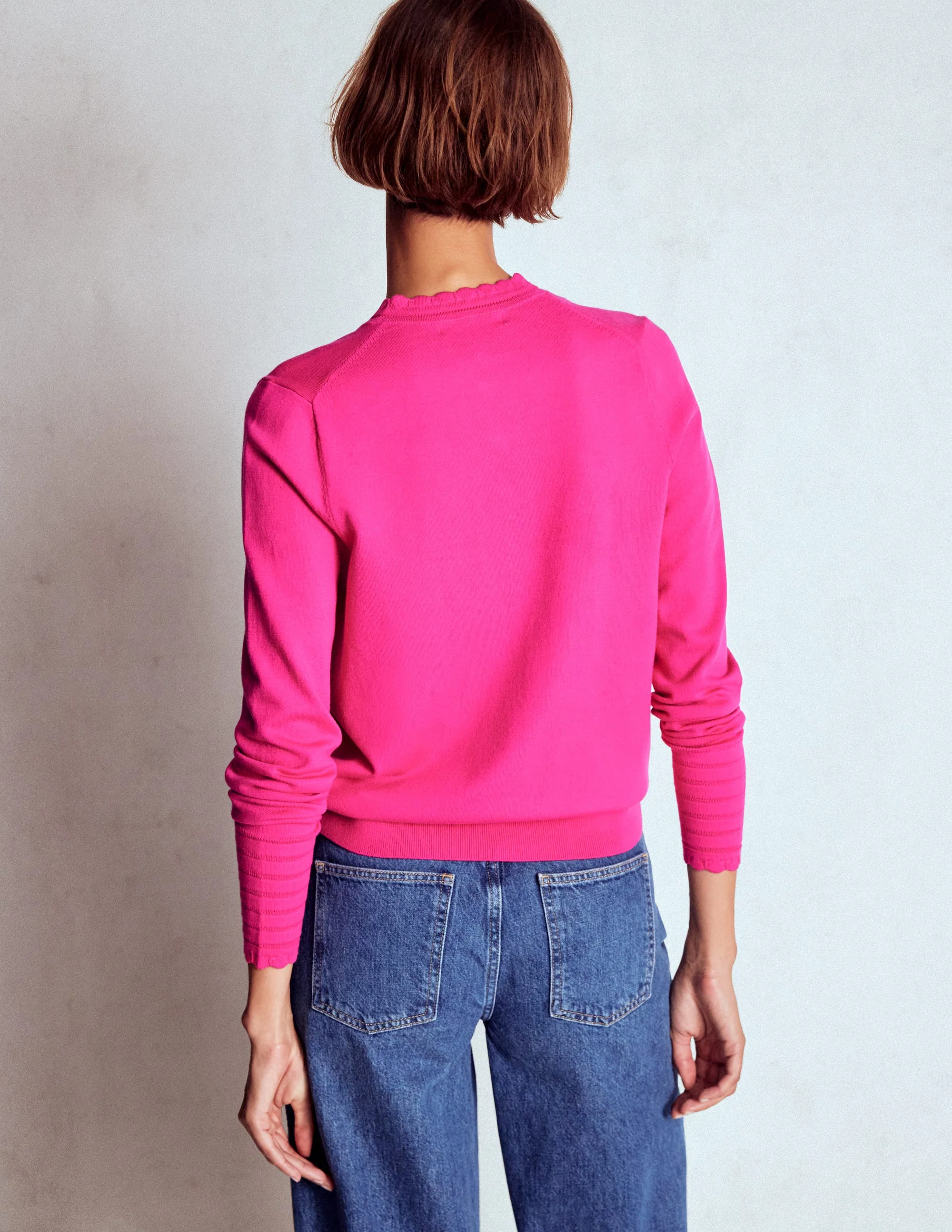 Angela Cotton Scallop Jumper-Pink Heather - Image 3