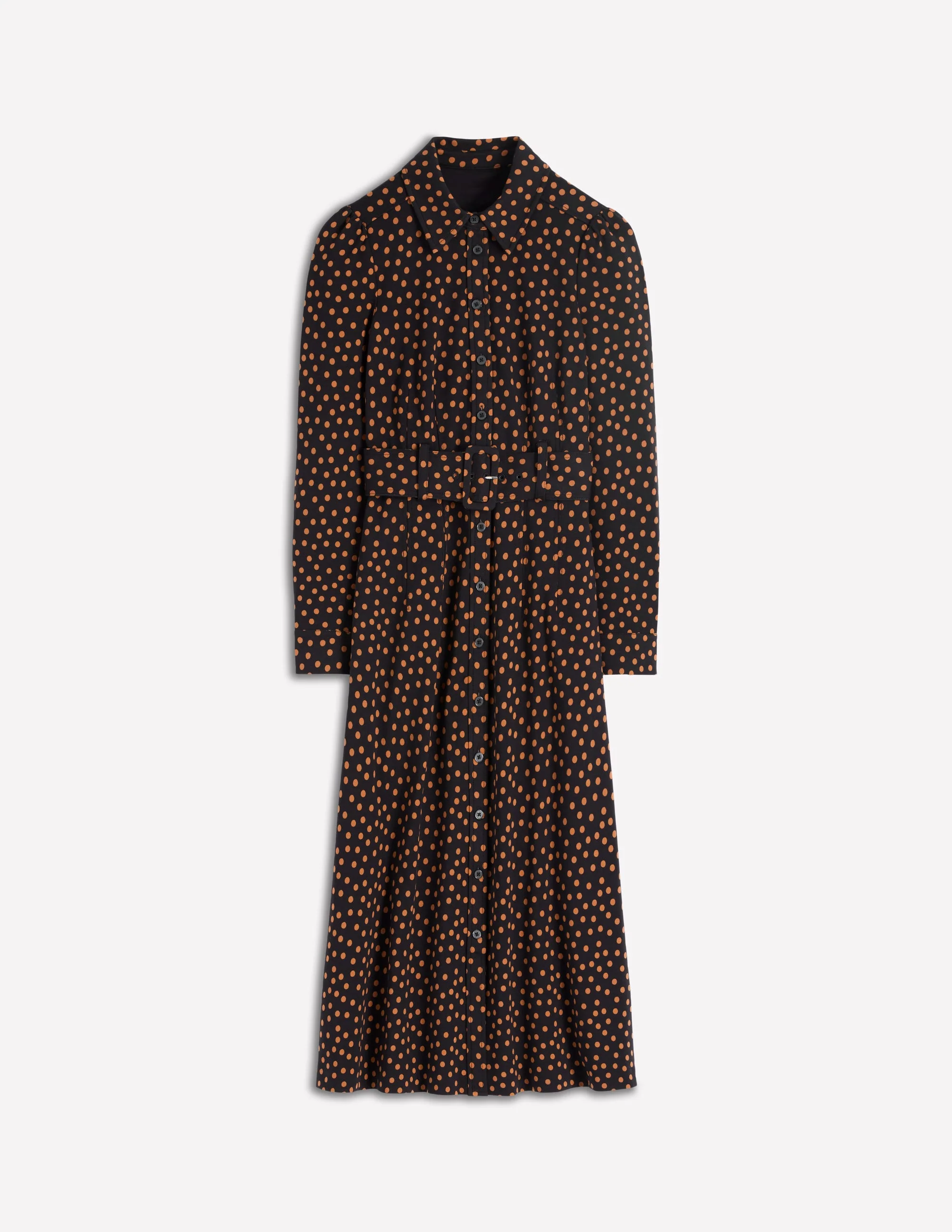 Anita Long Sleeve Shirt Dress-Black, Painted Dot - Image 6