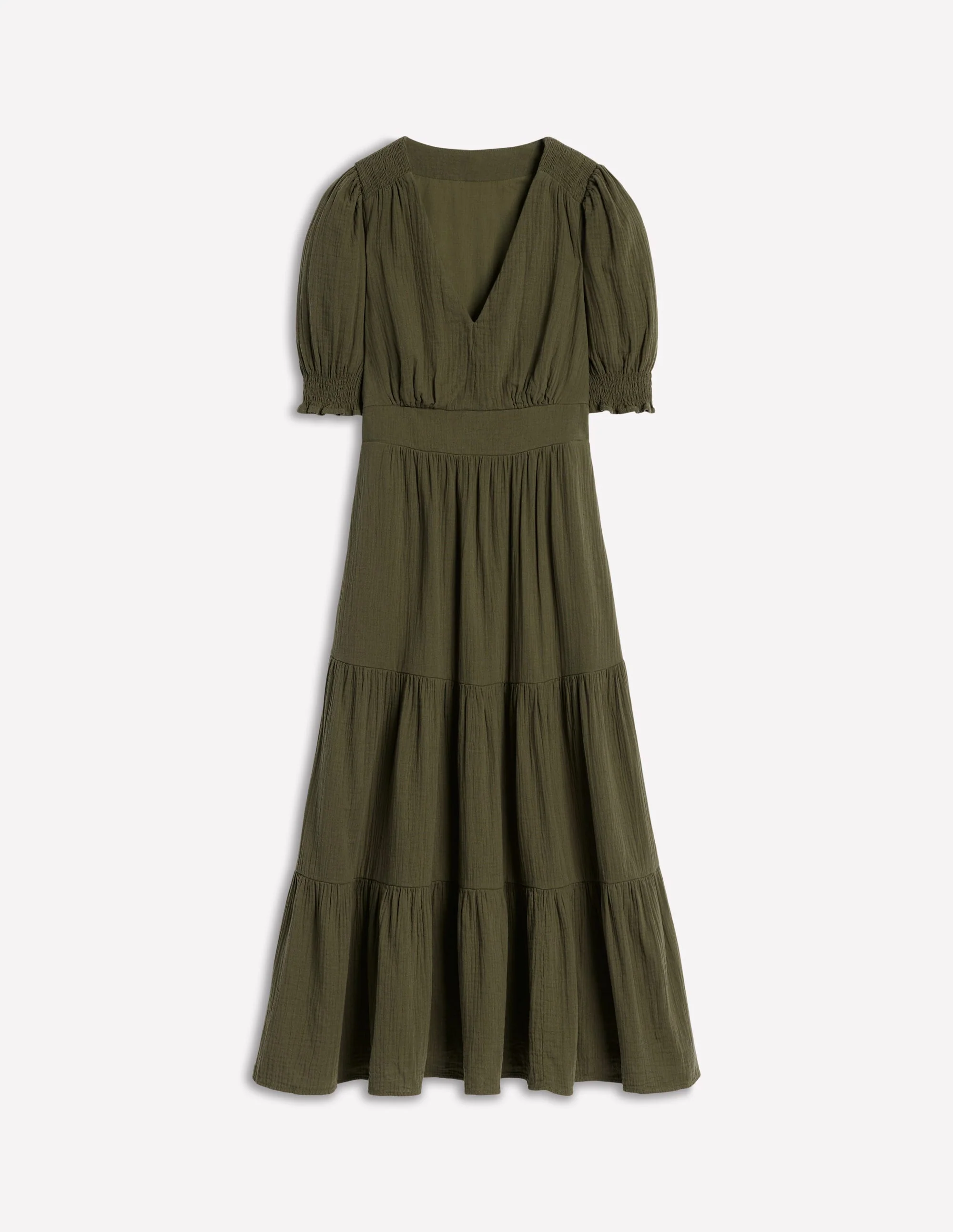 Anna Double Cloth Midi Dress-Woodland Green - Image 6