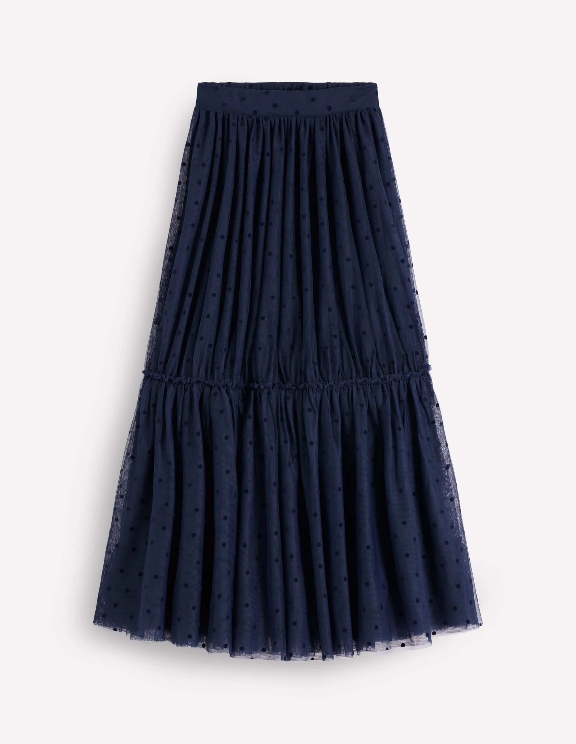 Anna Tulle Midi Skirt-Navy Flocked Spot - Image 6