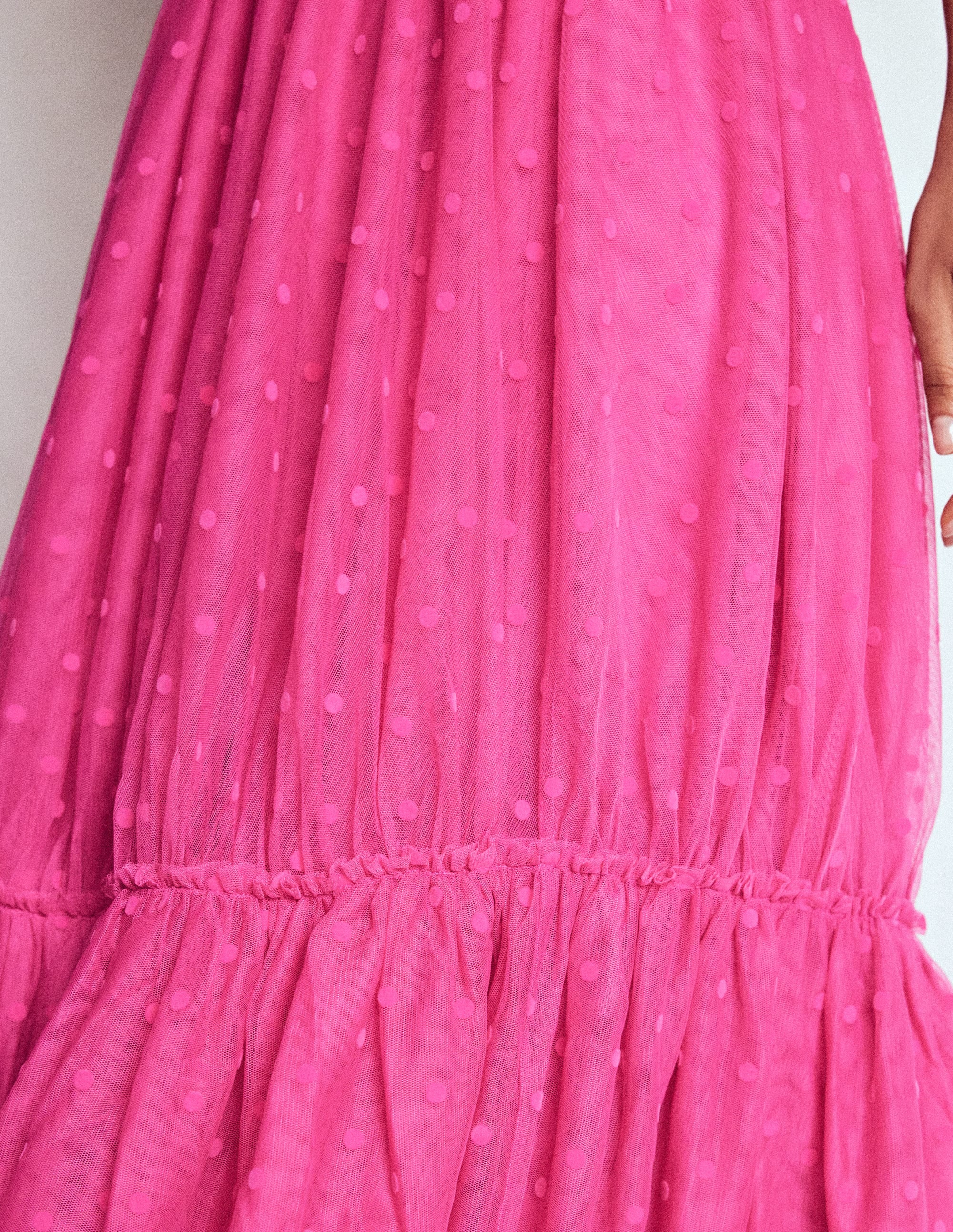 Anna Tulle Midi Skirt-Pink Flocked Spot - Image 2