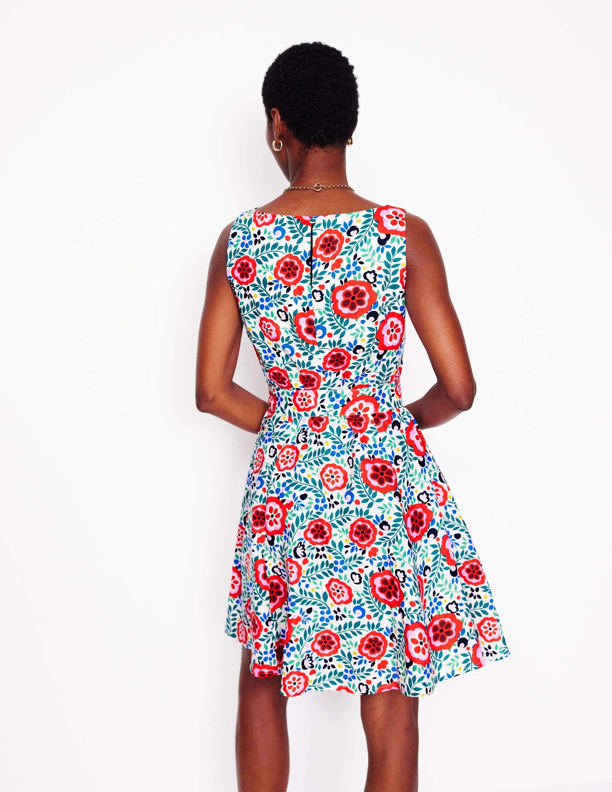 Anya Sleeveless Linen Dress-Multi, Foliage Scatter - Image 3