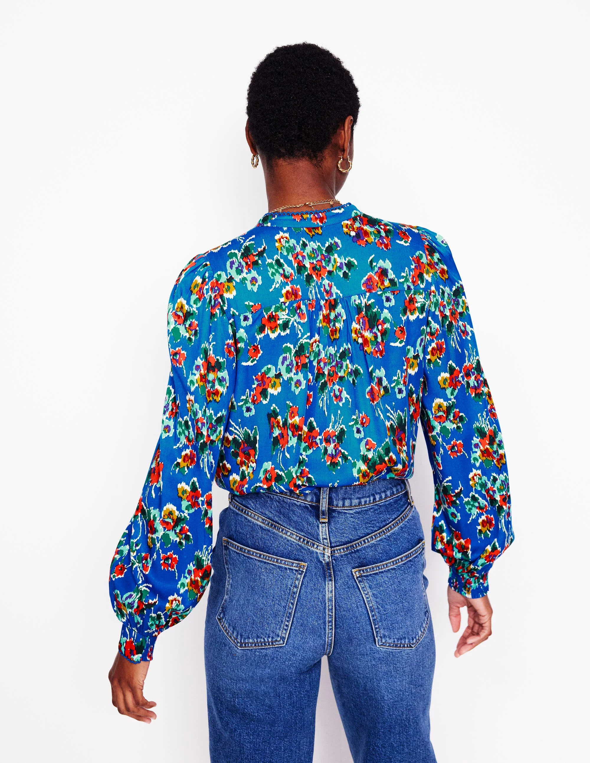 Ara Long Sleeve Top-Gallery Blue, Abstract Posy - Image 4
