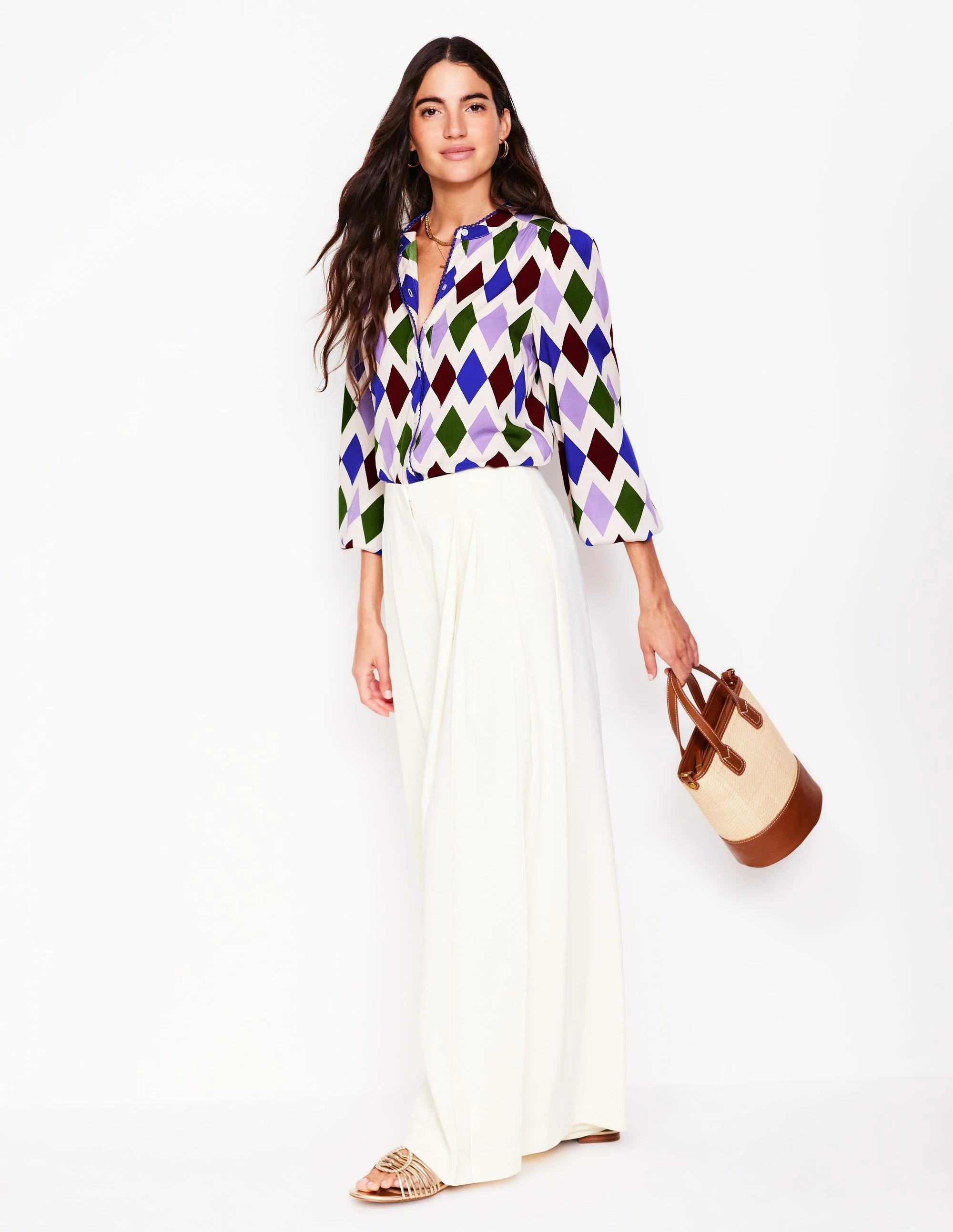 Ara Long Sleeve Top-Multi, Diamond Stripe - Image 4