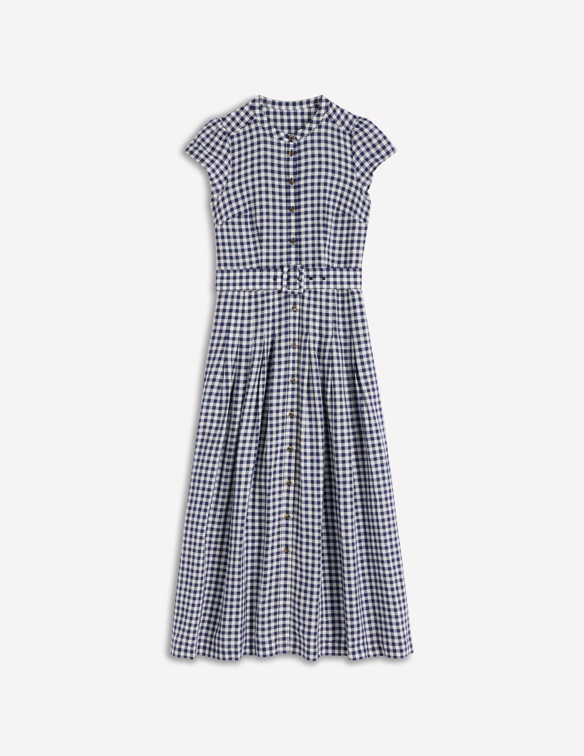 Arabella Linen Blend Dress-Blue Gingham - Image 6