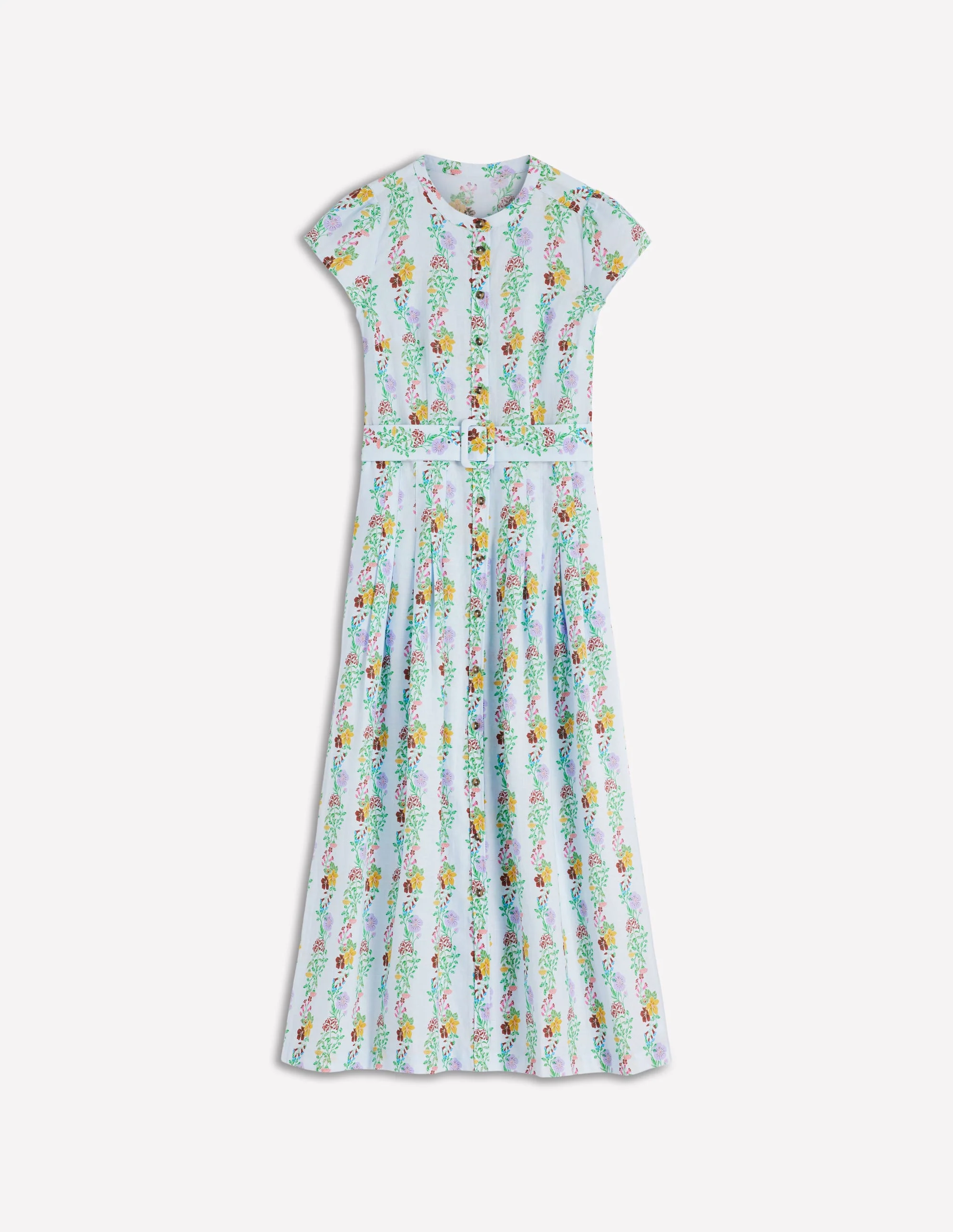 Arabella Linen Blend Dress-Ice Cube Blue, Blossom Trail - Image 6
