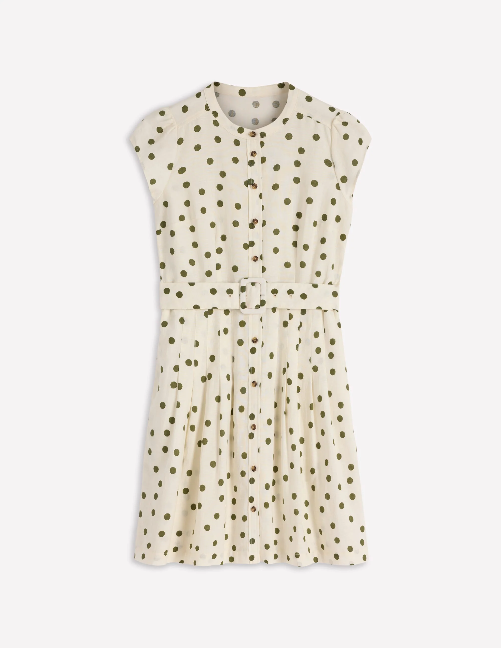 Arabella Short Linen Dress-Ivory Painted Dot Spaced - Image 6