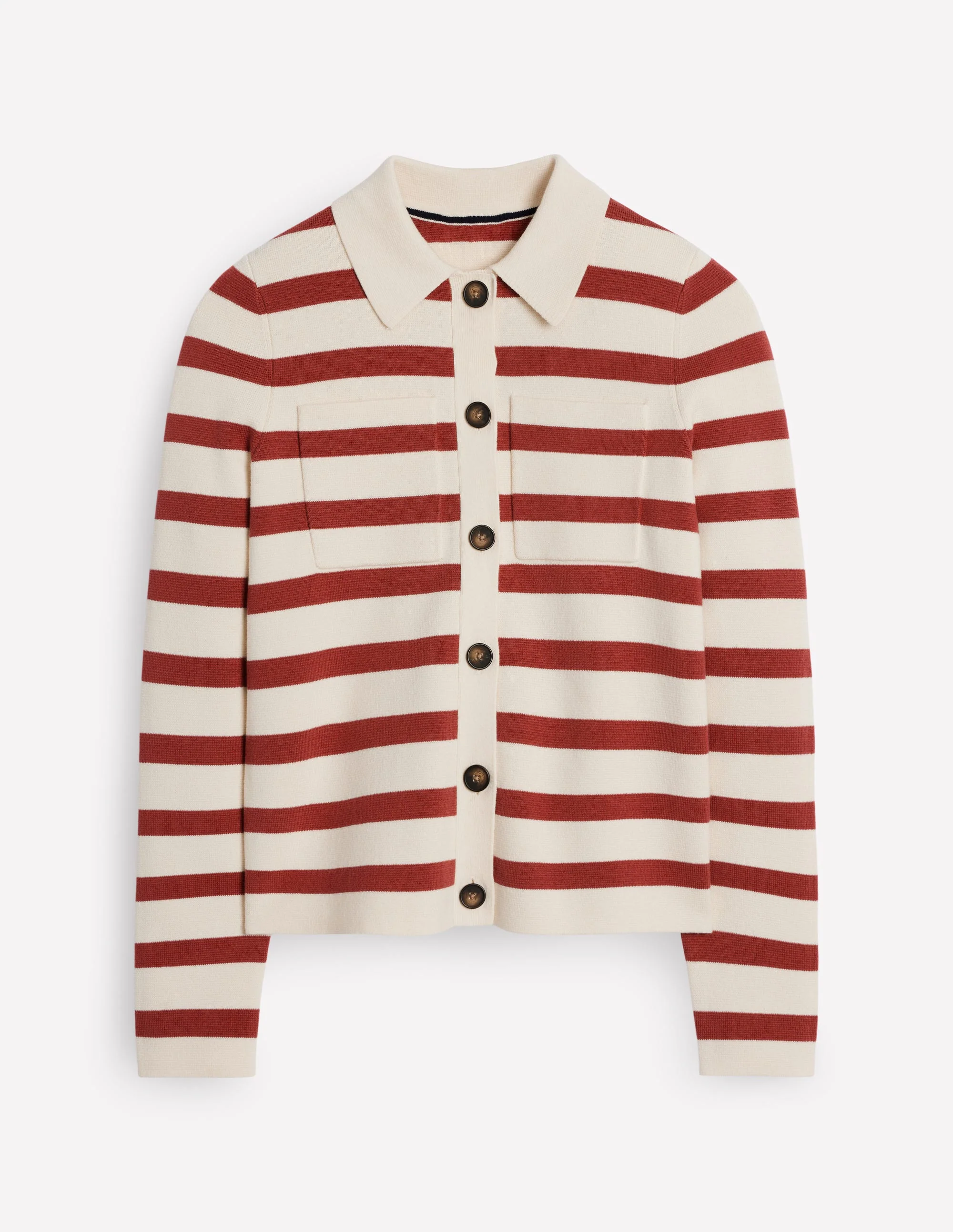 Astrid Knitted Shirt-Warm Ivory, Terracotta - Image 6