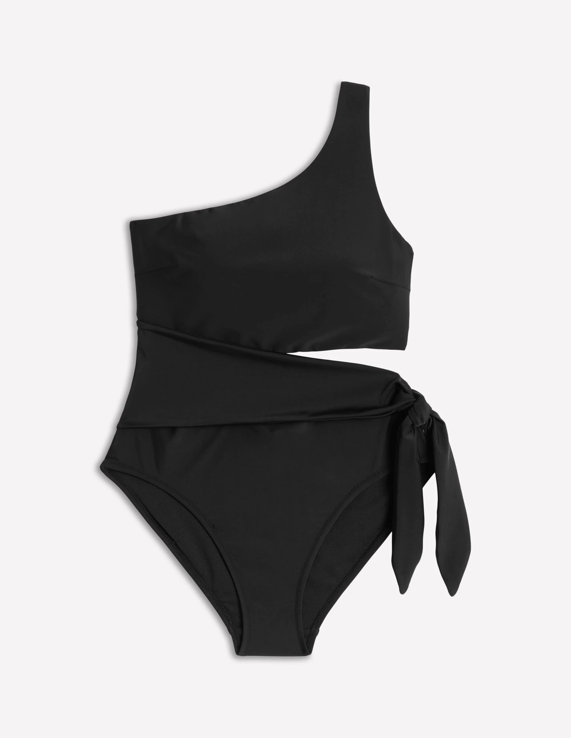 Asym Cut Tie Swimsuit-Black - Image 7