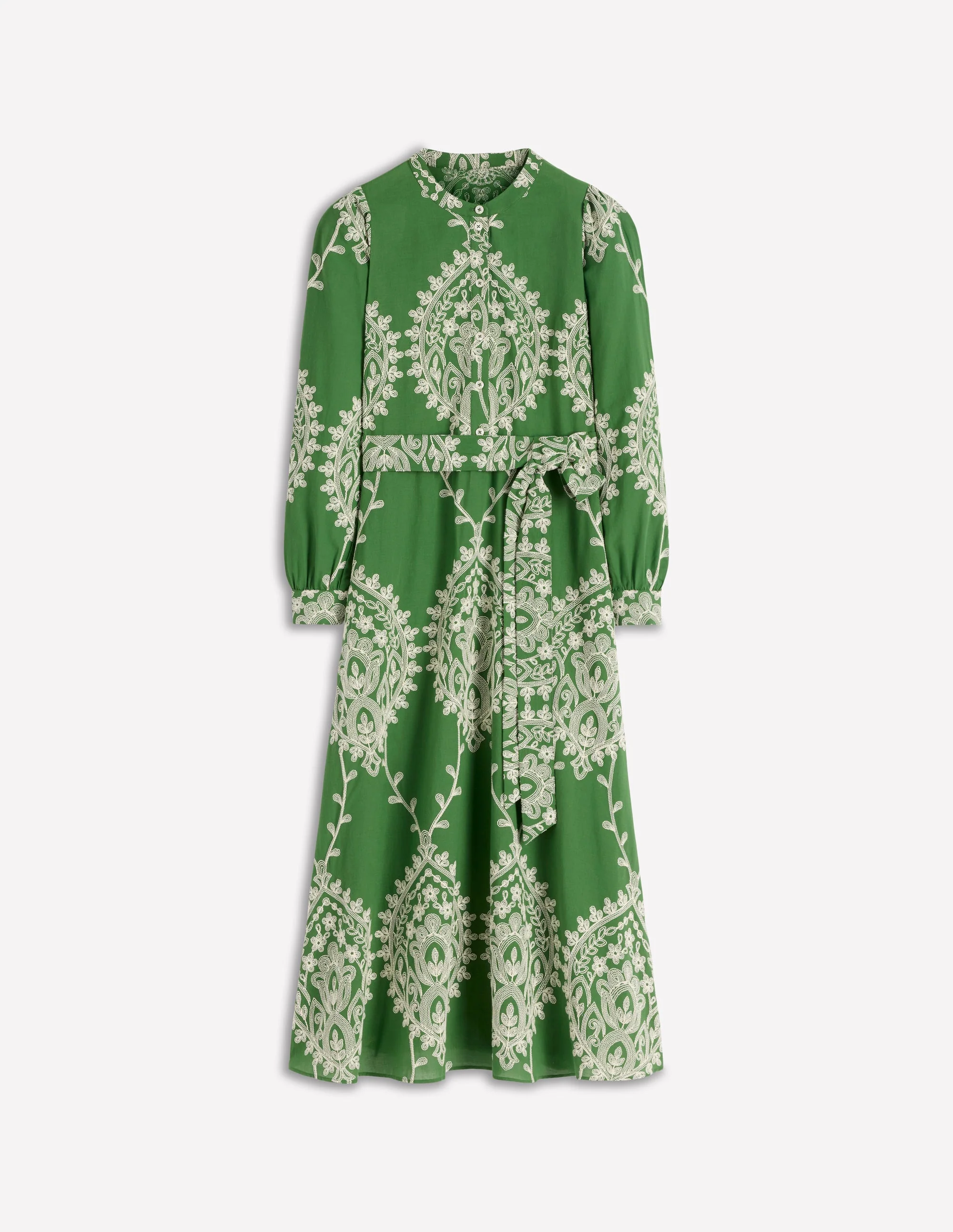 Ava Cotton Midi Dress-Green Broderie - Image 6
