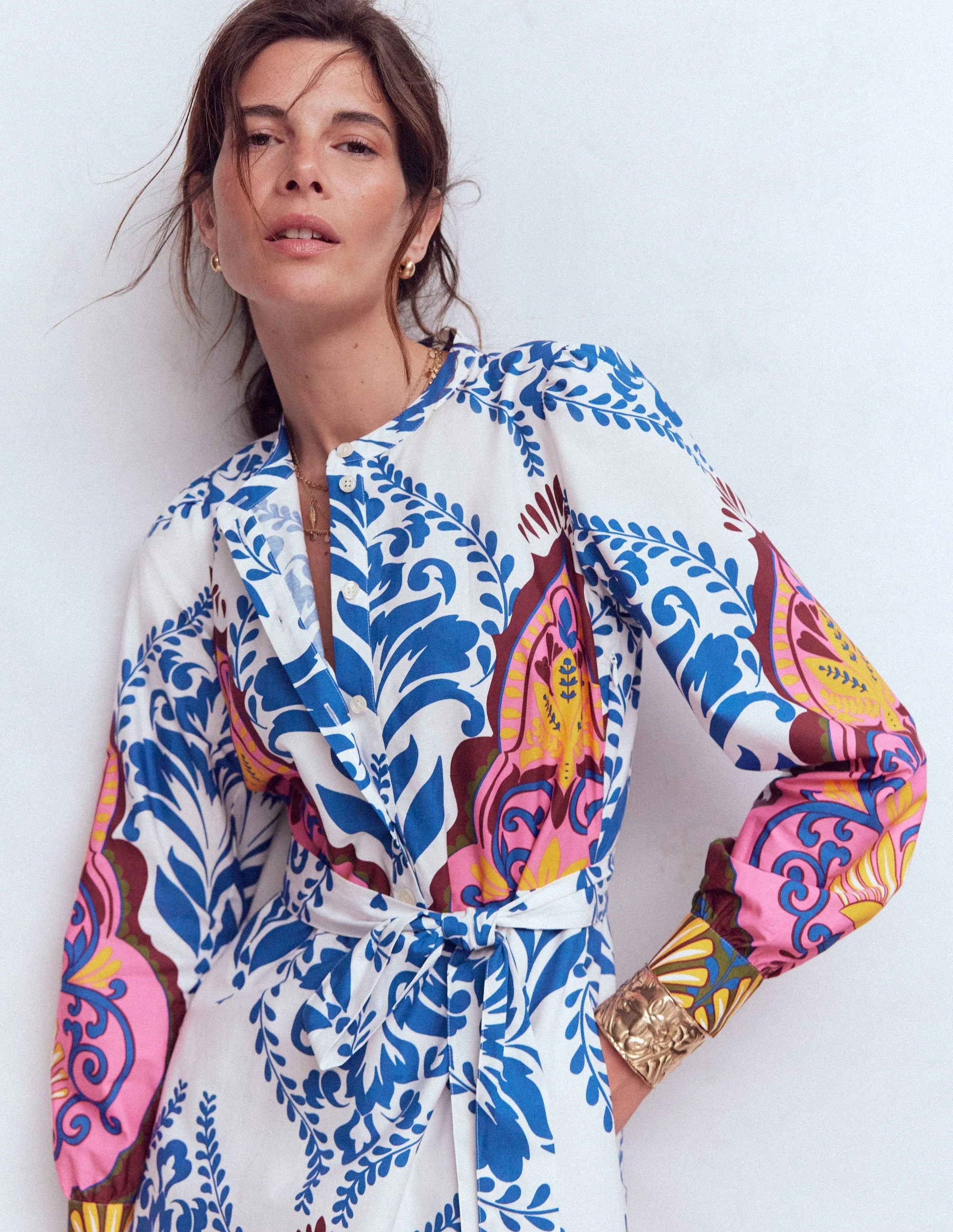 Ava Cotton Midi Dress-Multi, Ornamental Garden - Image 5