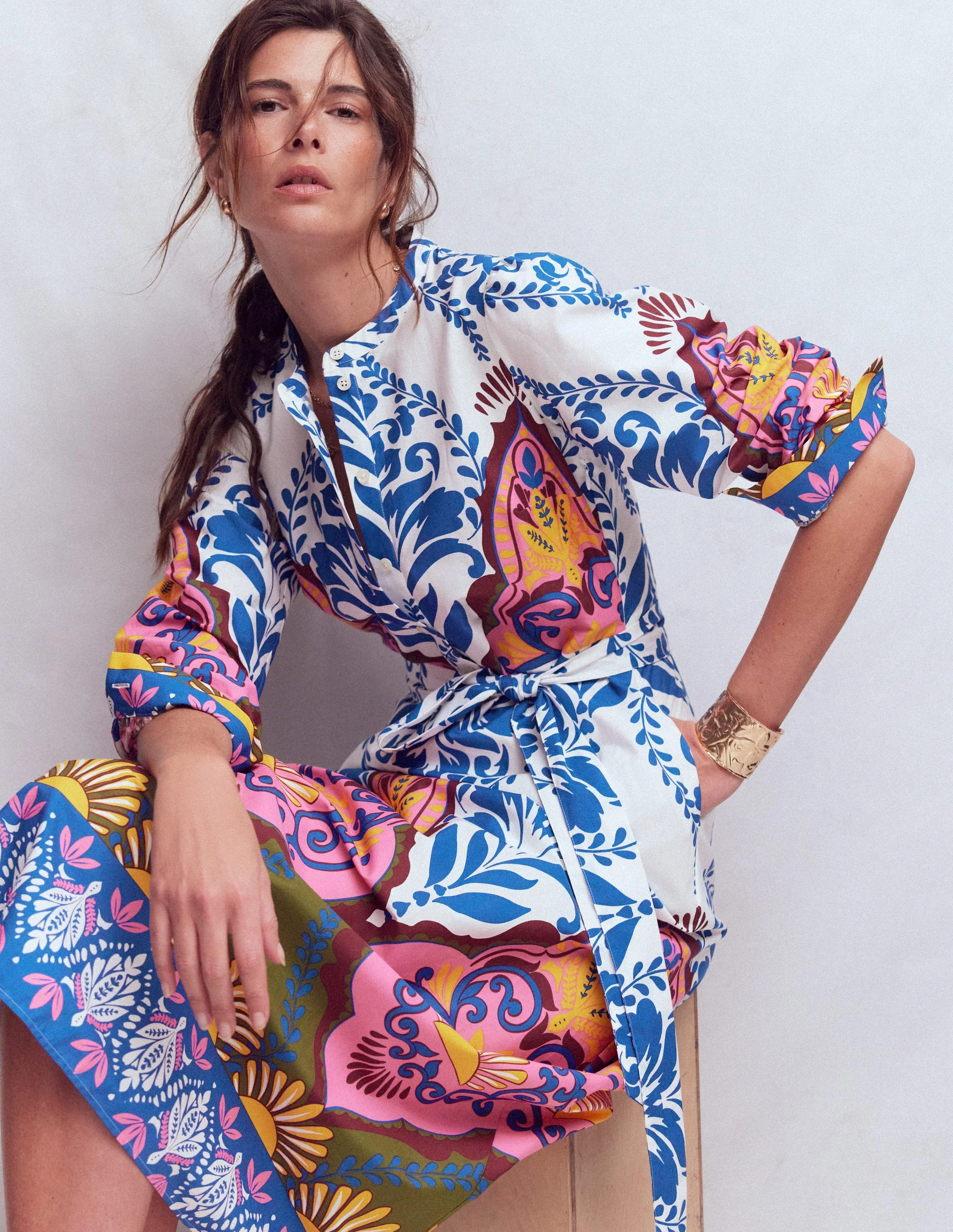 Ava Cotton Midi Dress-Multi, Ornamental Garden - Image 6
