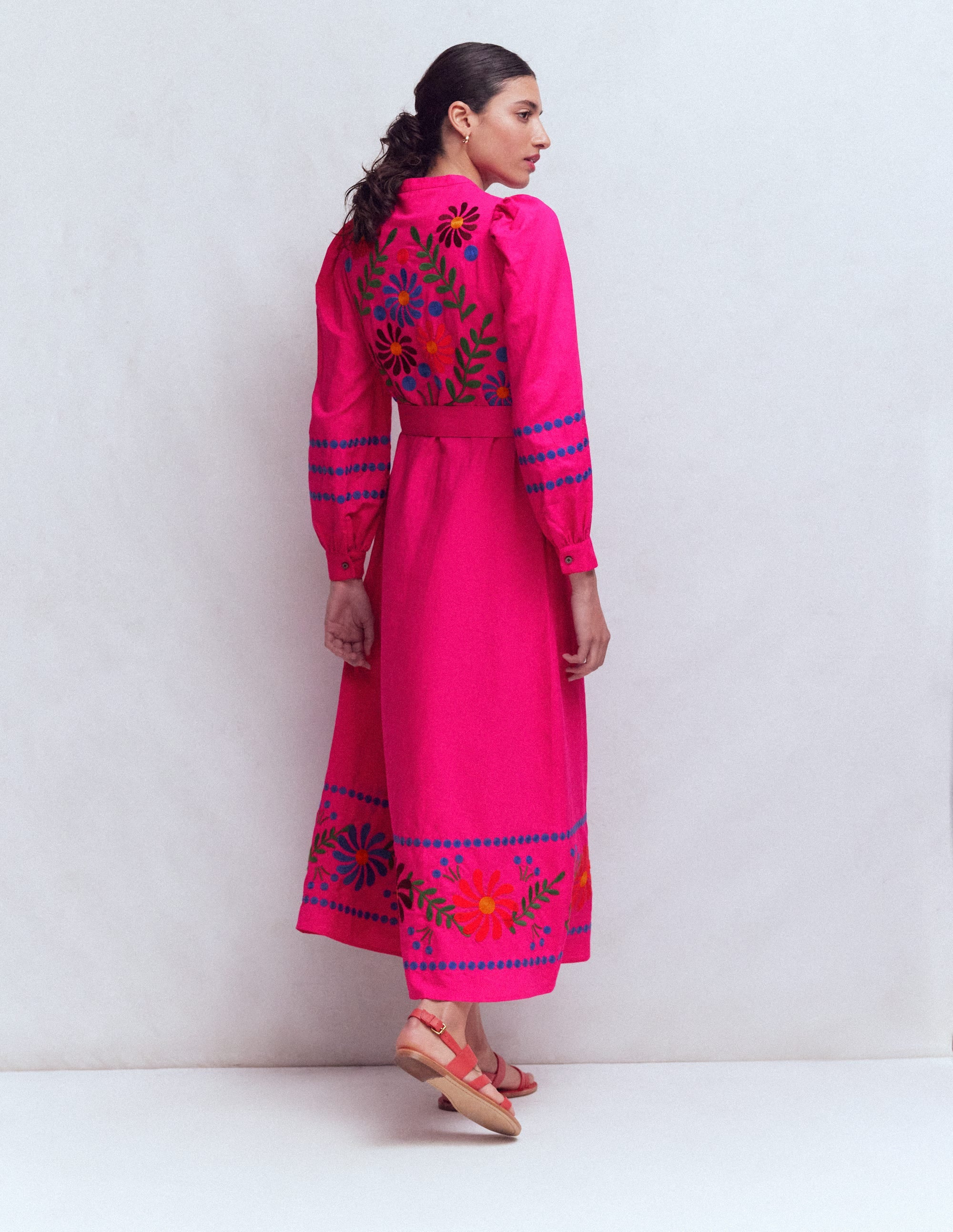 Ava Linen Blend Midi Dress-Multi Embroidery - Image 4