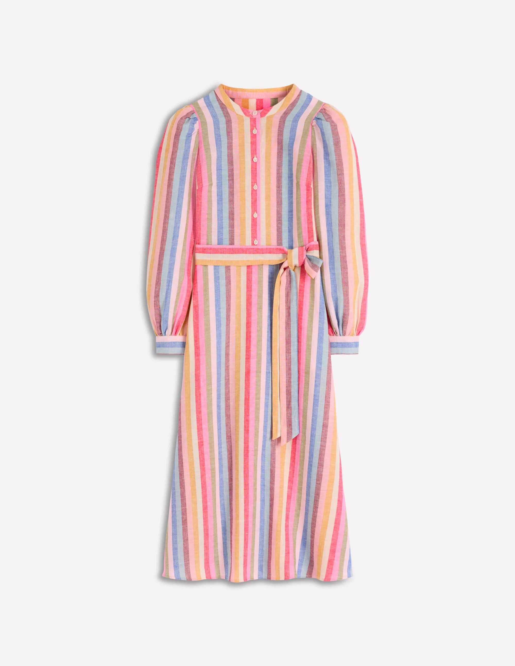 Ava Linen Blend Midi Dress-Pink, Green, Purple Multi - Image 5