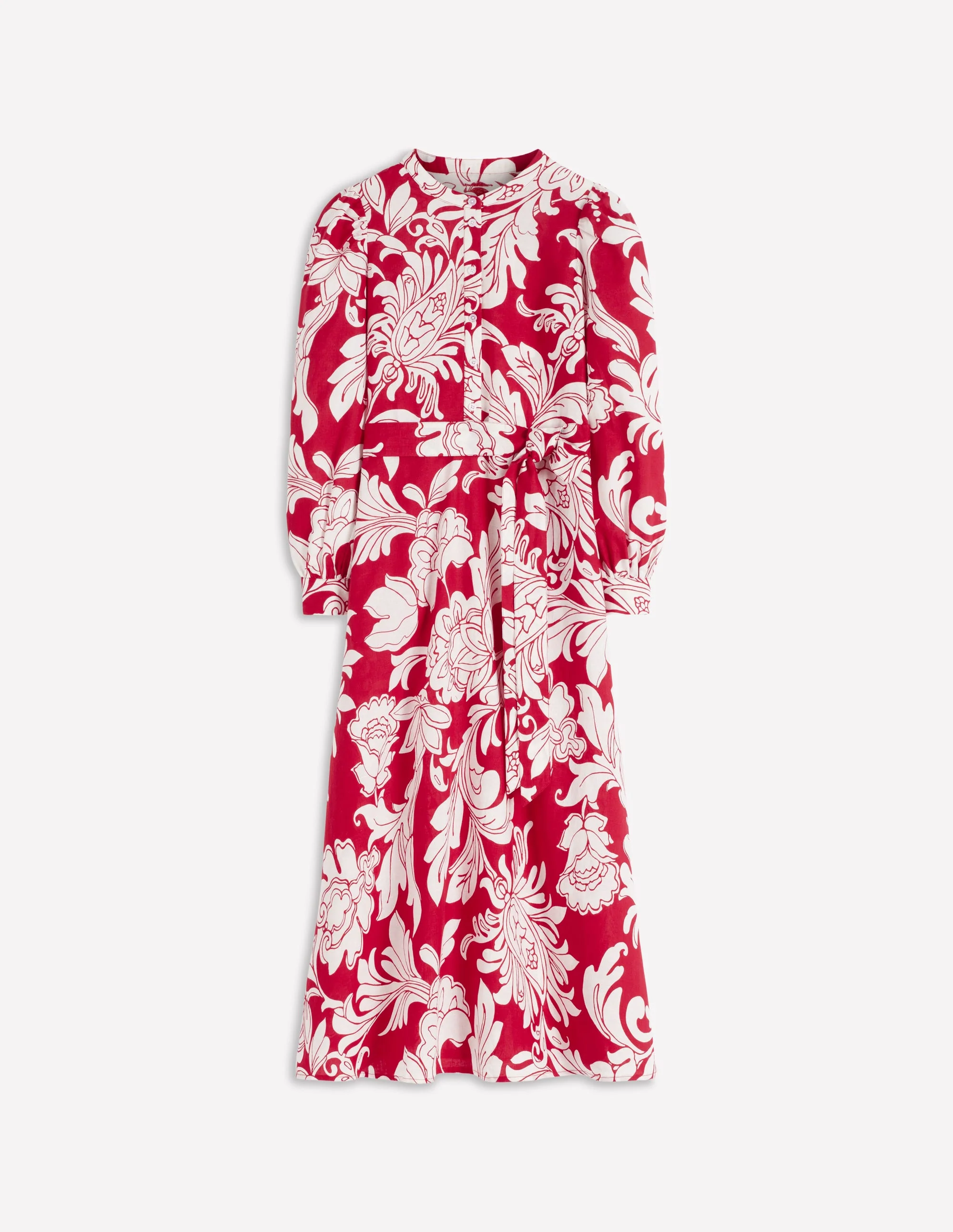 Ava Linen Blend Midi Dress-Salsa, Botanical Flourish - Image 5