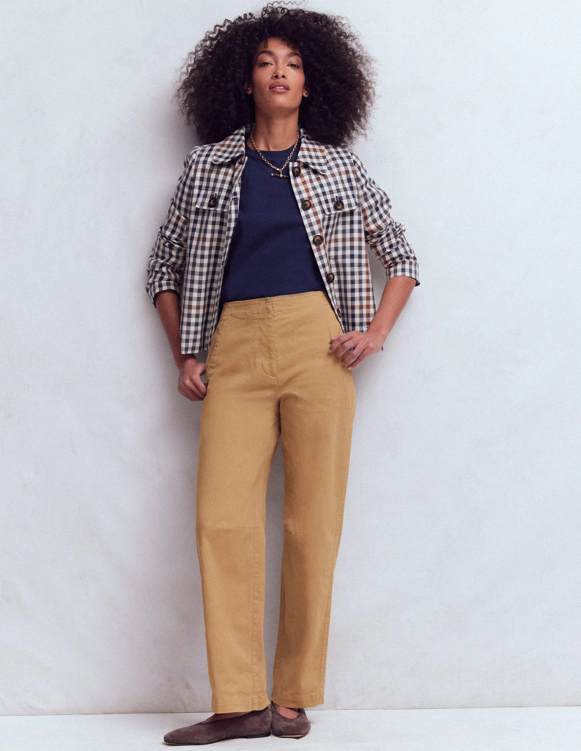 Barrel Leg Chino Trousers-Cappuccino