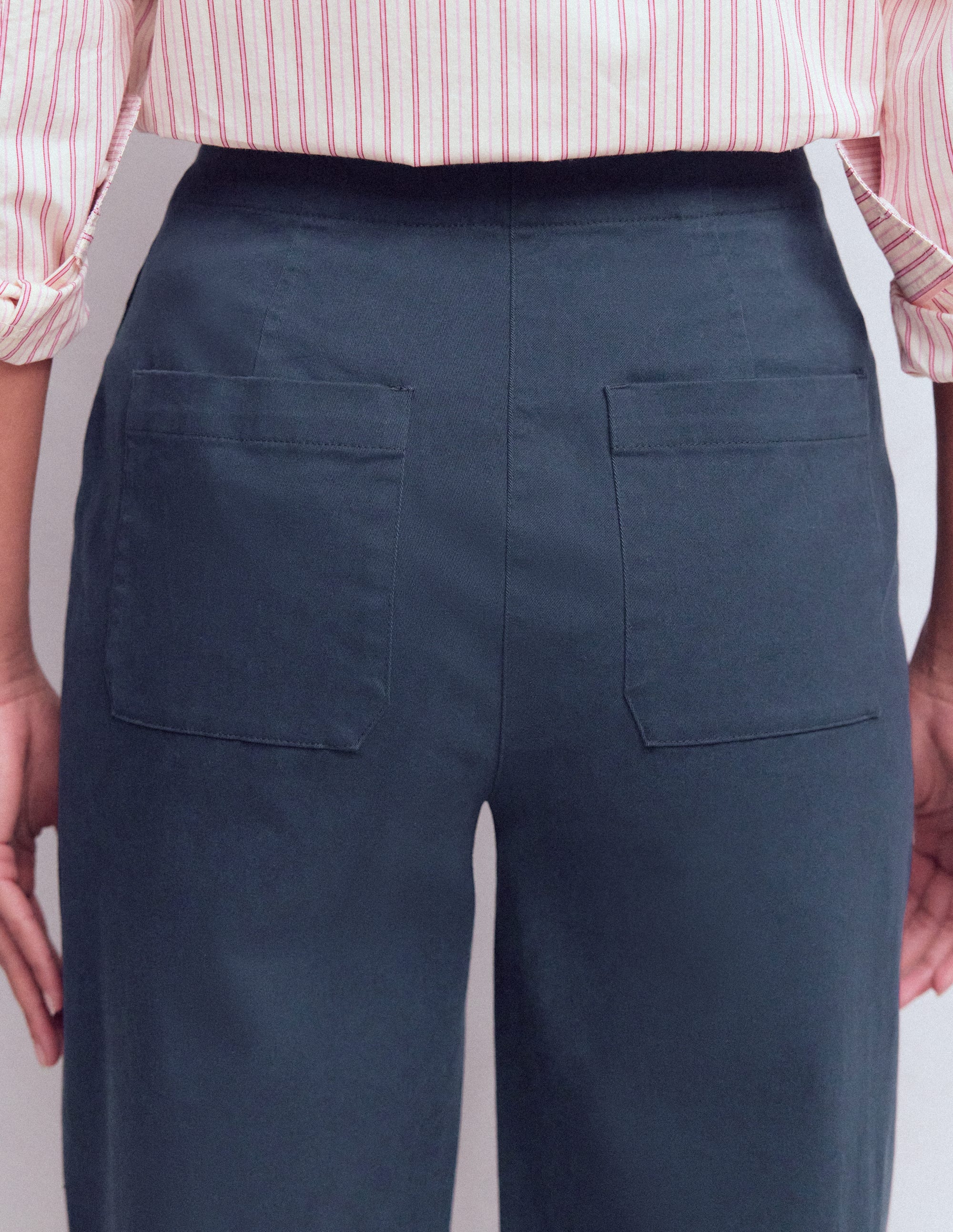 Barrel Leg Chino Trousers-Navy - Image 5