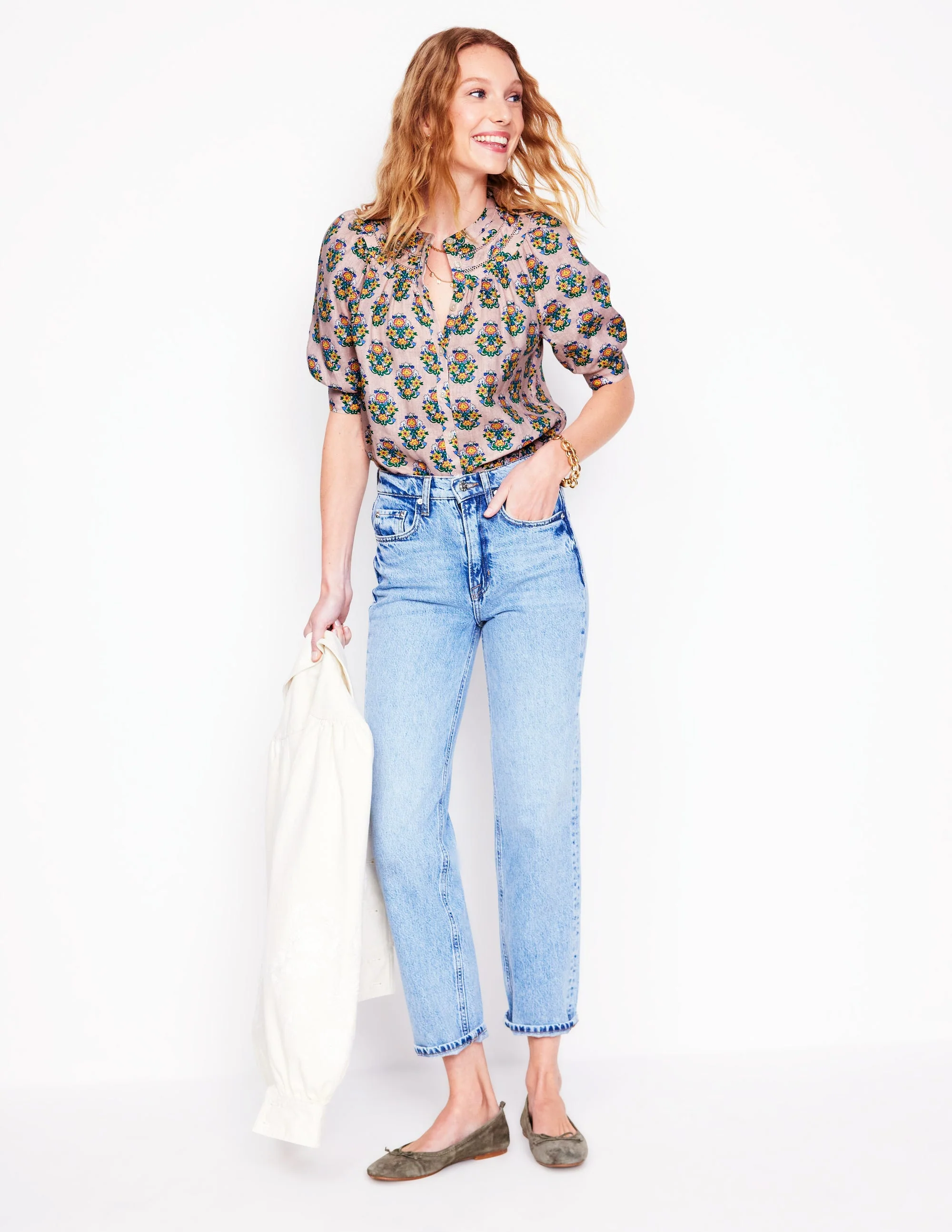 Bea Linen Top-Pink, Wildflower Stamp - Image 6