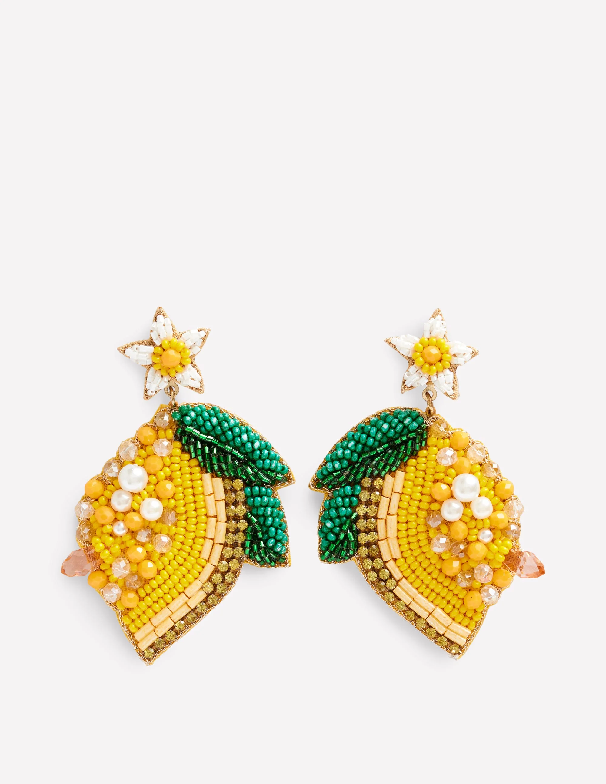 Beady Motif Earrings-Lemon - Image 2