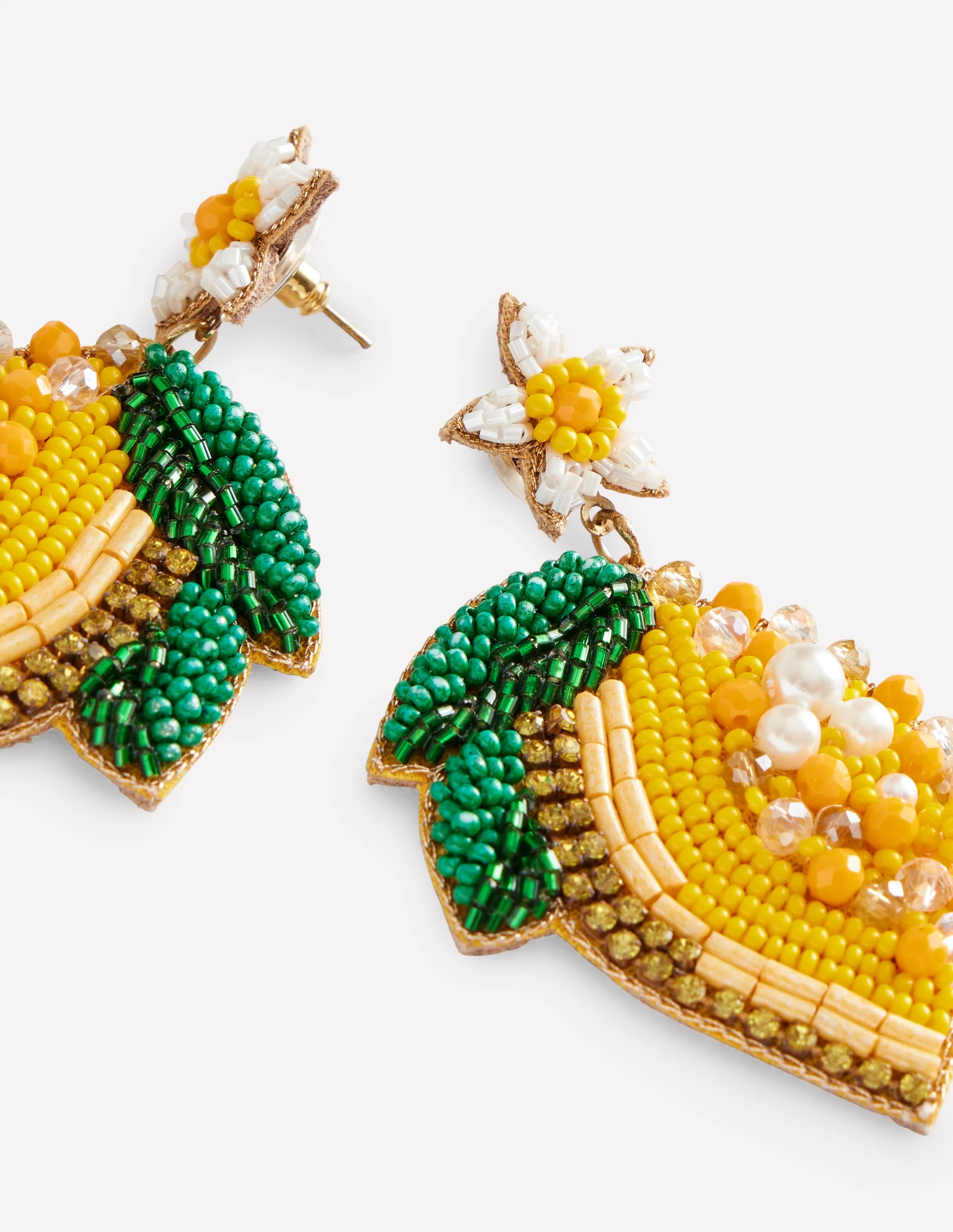 Beady Motif Earrings-Lemon - Image 3
