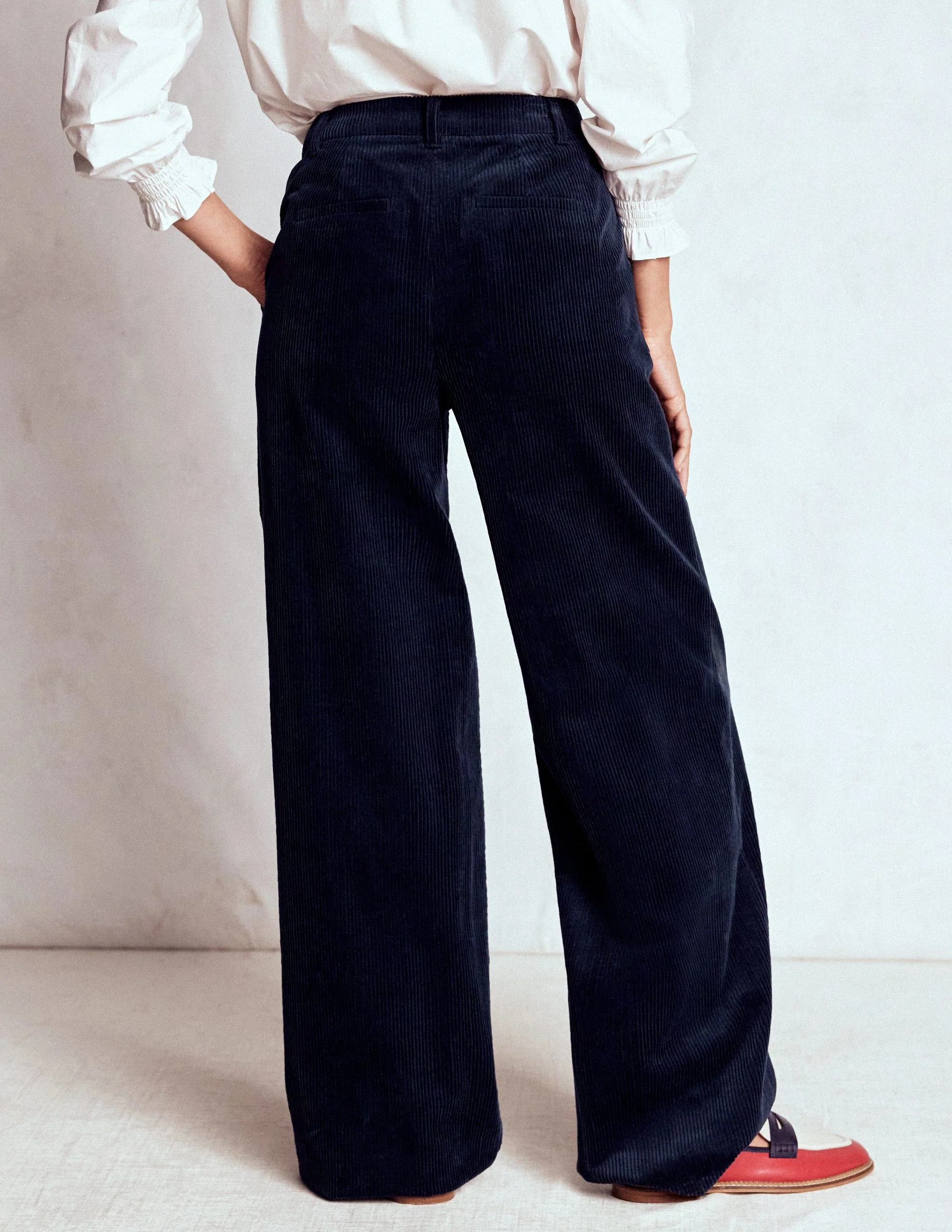 Belgravia Chunky Cord Trousers-Navy - Image 3