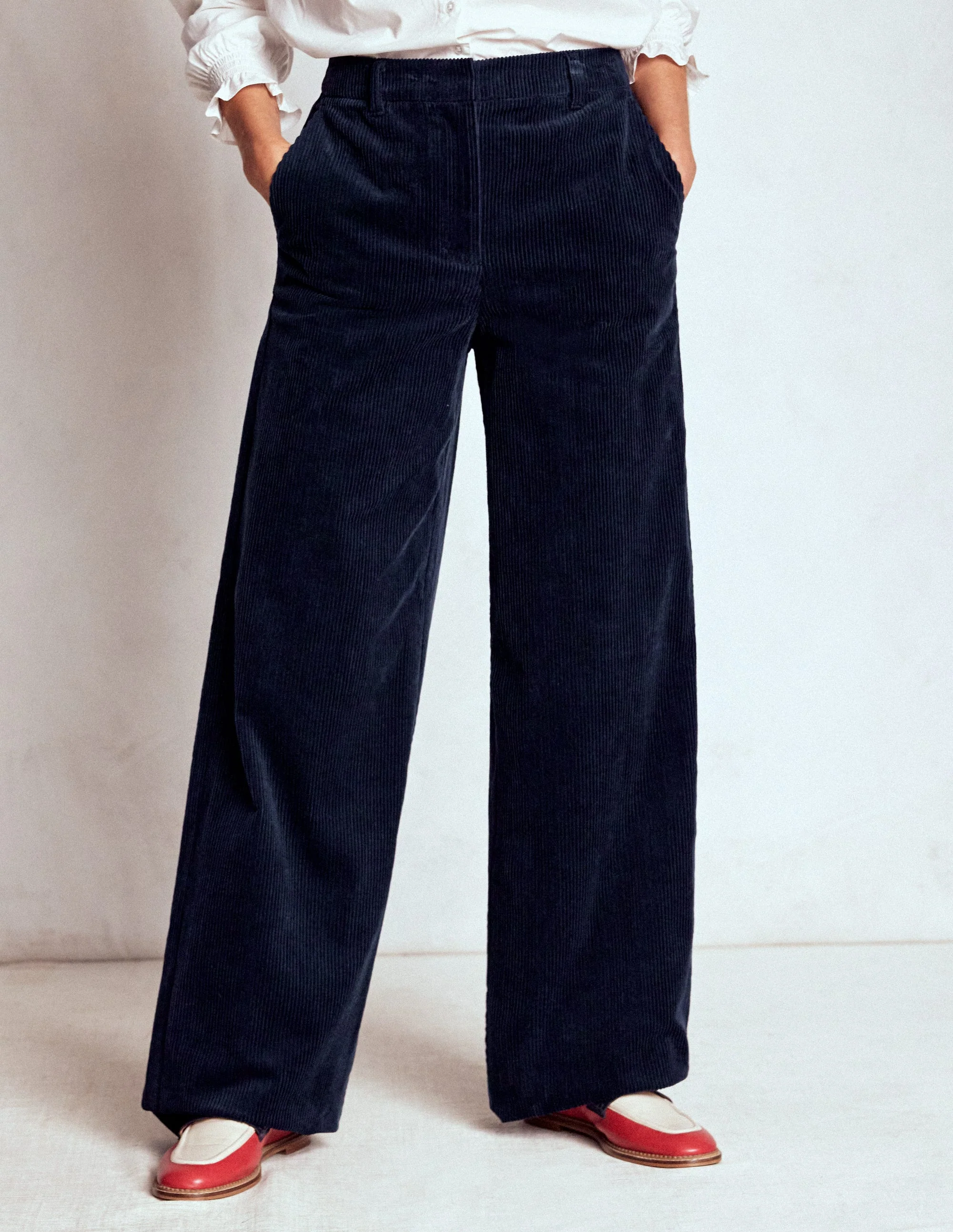 Belgravia Chunky Cord Trousers-Navy - Image 4