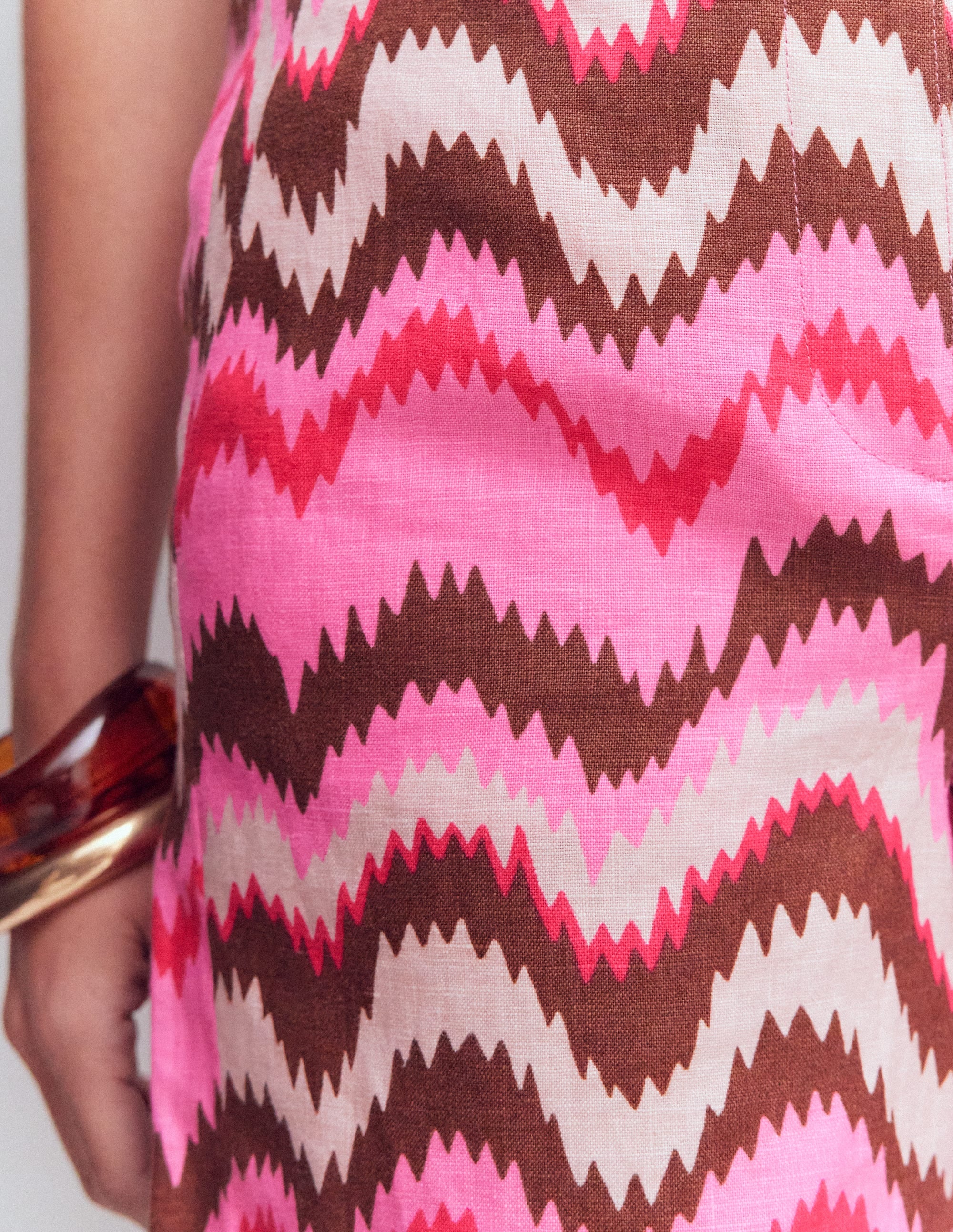 Belgravia Linen Shorts-Pink Power, Zig Zag Wave - Image 2