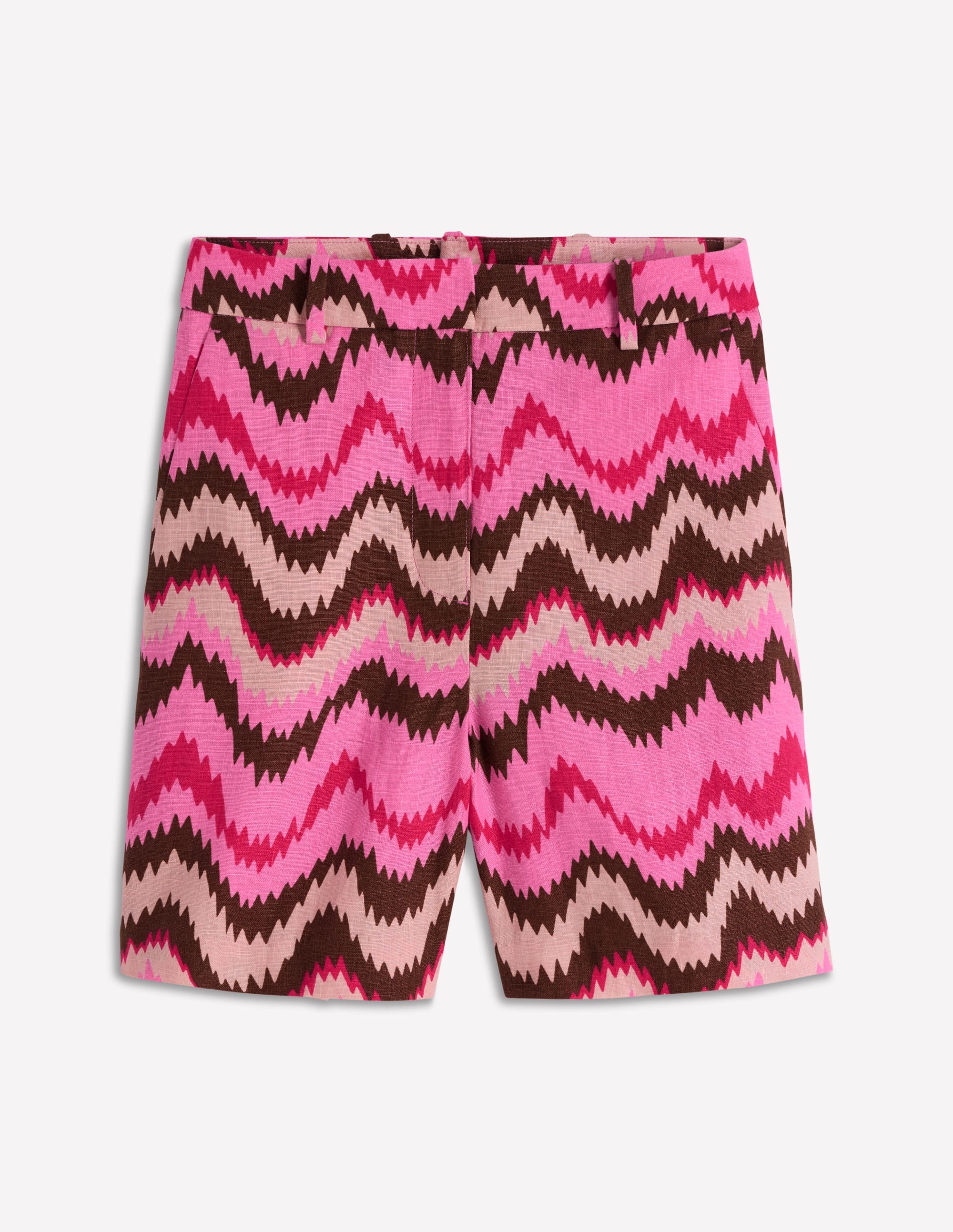 Belgravia Linen Shorts-Pink Power, Zig Zag Wave - Image 7