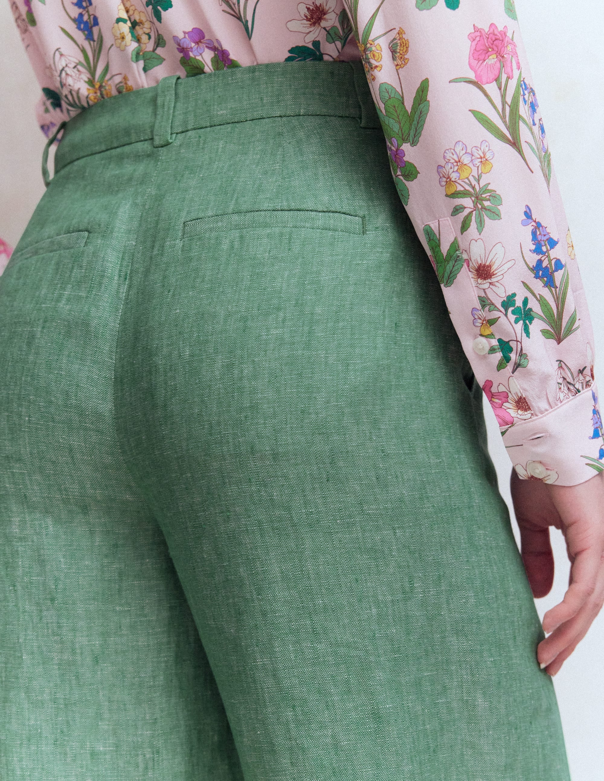 Belgravia Linen Trousers-Aloe Green Chambray - Image 3