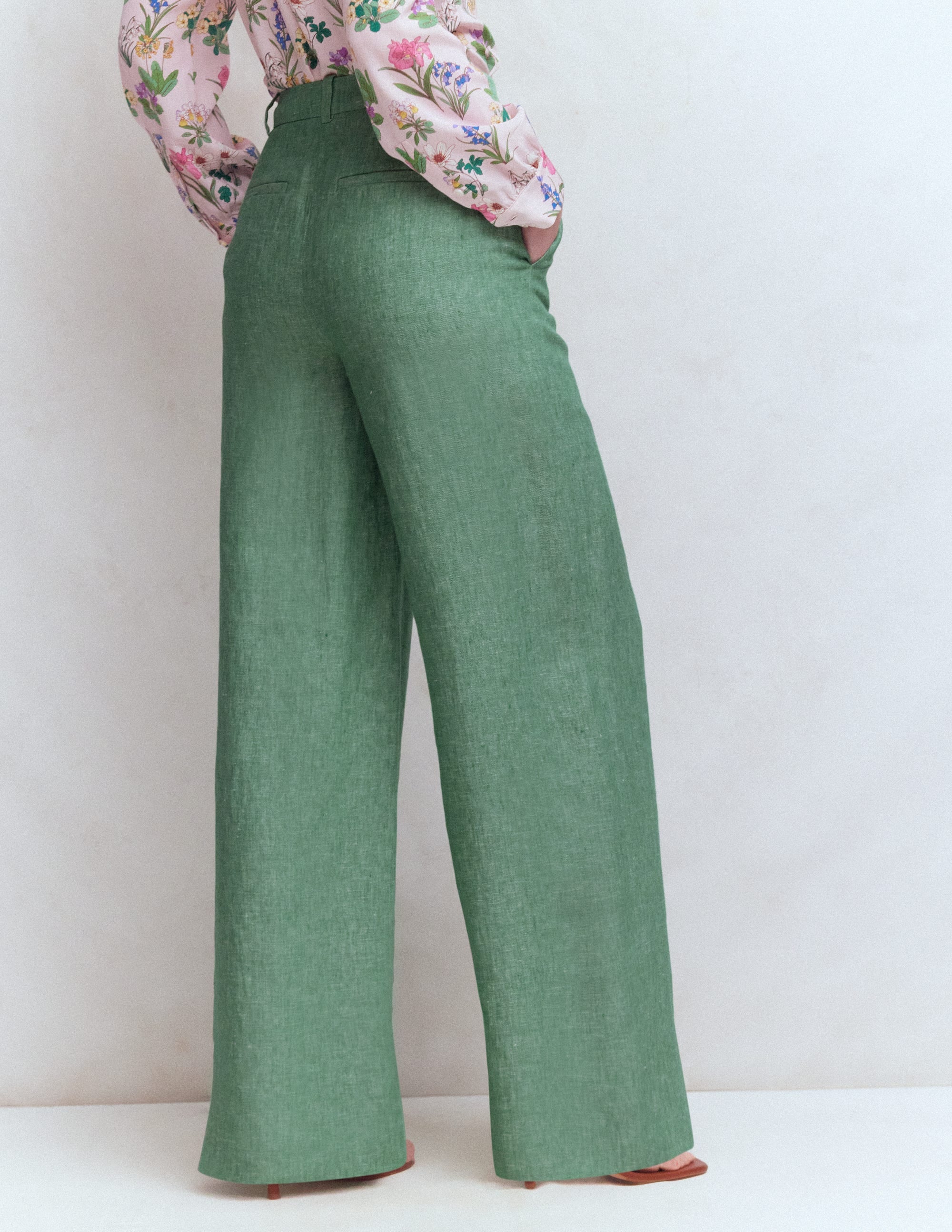 Belgravia Linen Trousers-Aloe Green Chambray - Image 4