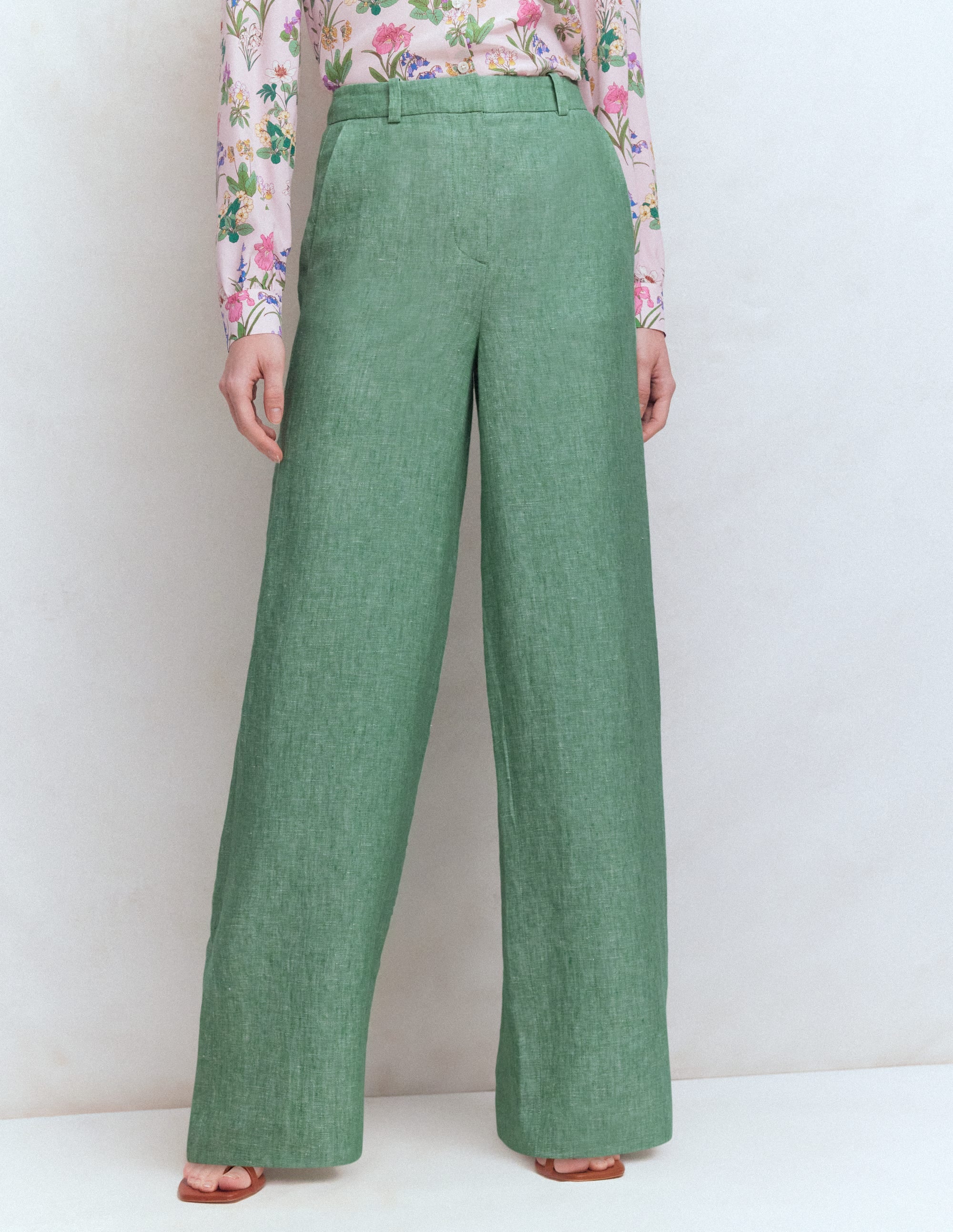 Belgravia Linen Trousers-Aloe Green Chambray - Image 5