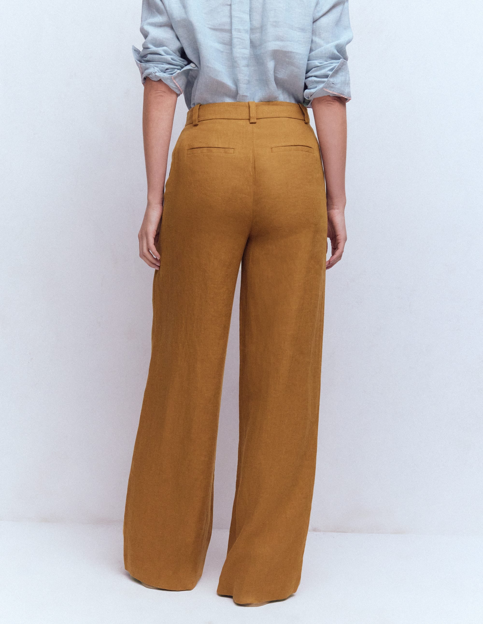 Belgravia Linen Trousers-GINGERBREAD - Image 3