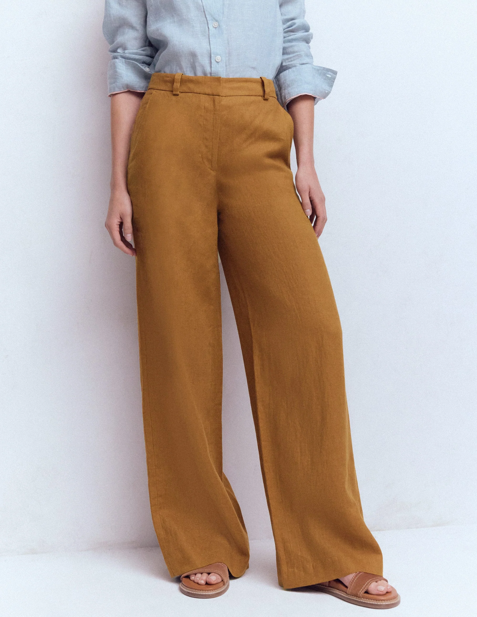 Belgravia Linen Trousers-GINGERBREAD - Image 4